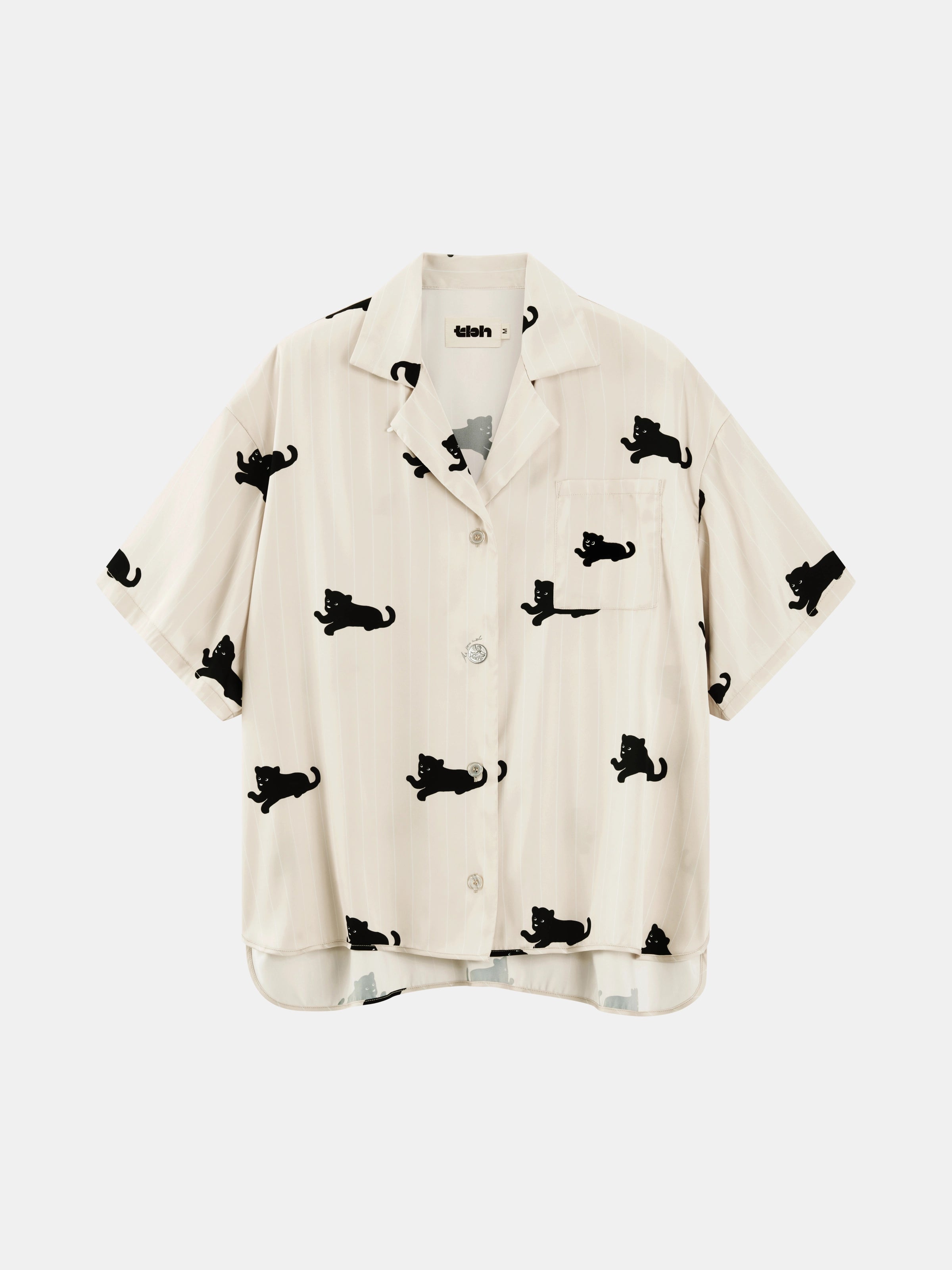 “Urban Jungle” Satin Short Sleeve Loungewear Set Camel