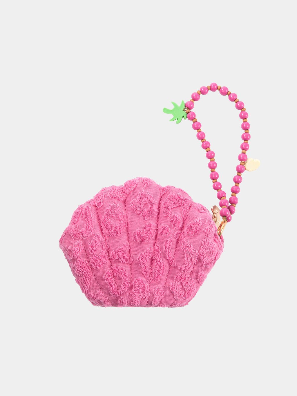 "Hello Kitty" Terry Shell-Shaped Cosmetic Bag – Hot Pink Leopard – Mini