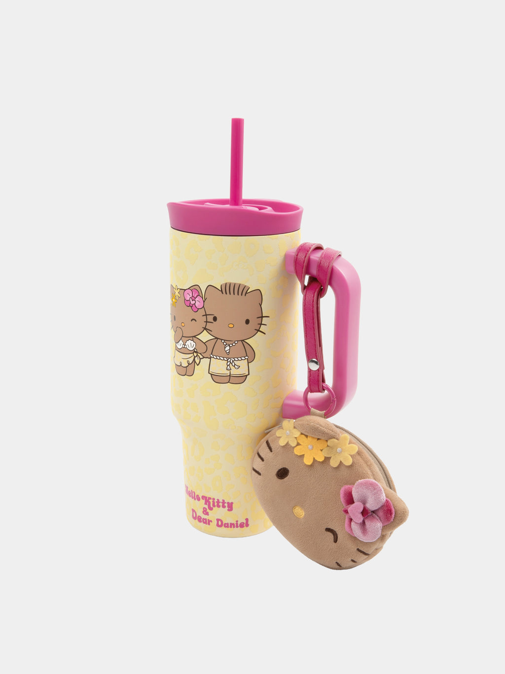 "Hello Kitty & Dear Daniel" Giant Stainless Steel Travel Tumbler (With Mini Frame Purse) – Sunbeam Leopard – 900ml