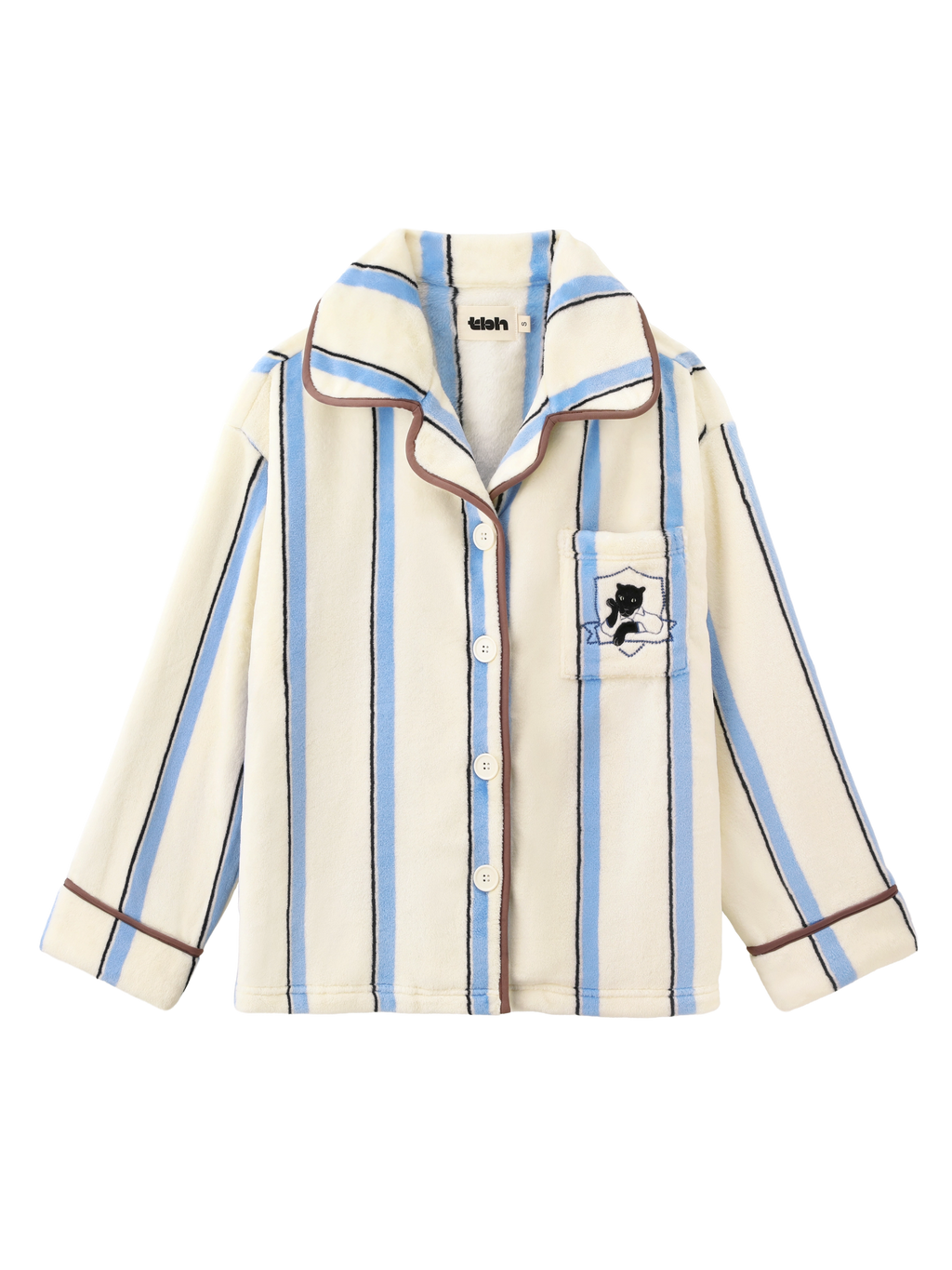 “Urban Jungle” Flannel Loungewear Set Blue and White Stripes