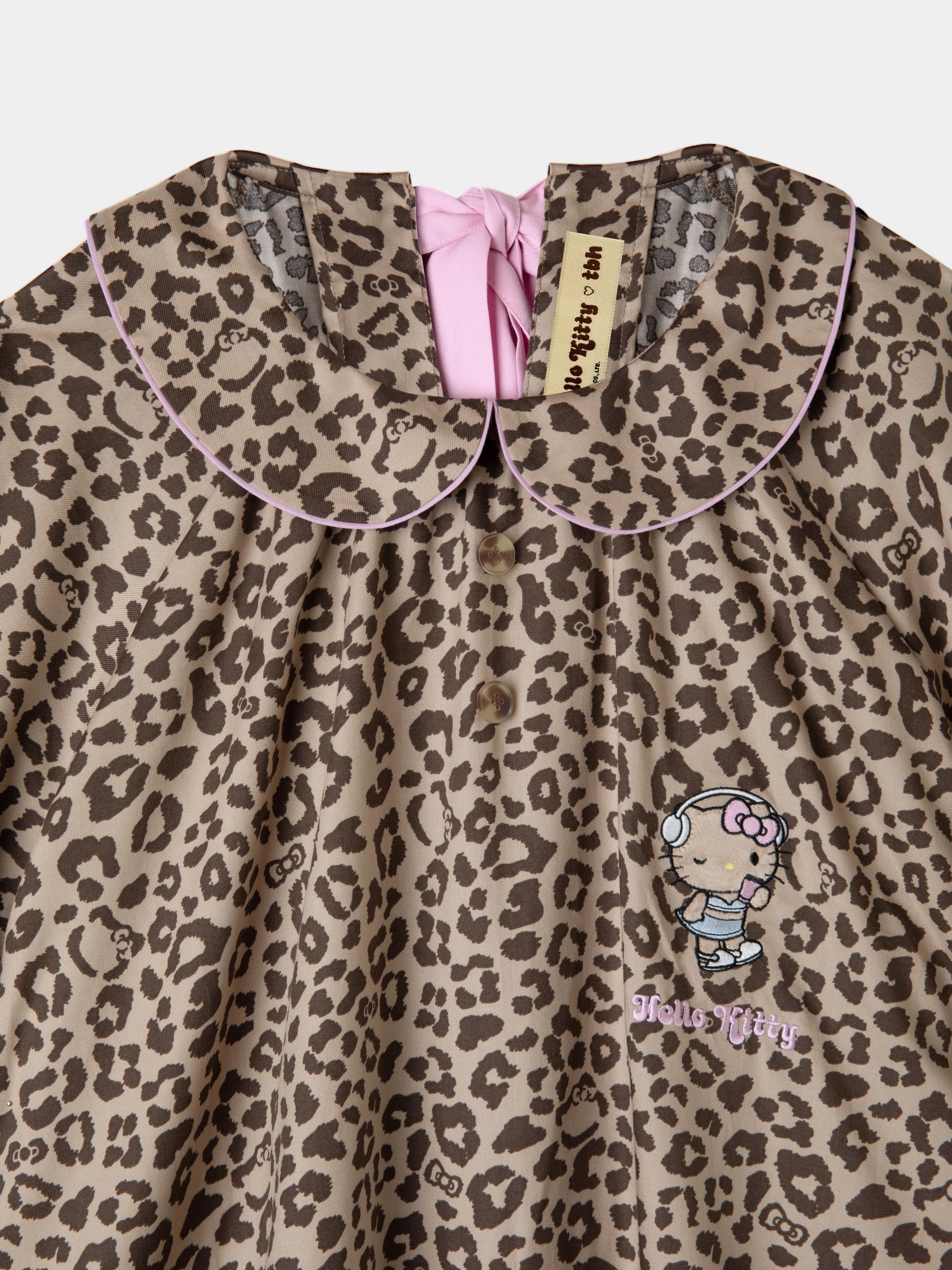 "Hello Kitty" Tencel Cotton Blend Short Sleeve Skirt – Leopard
