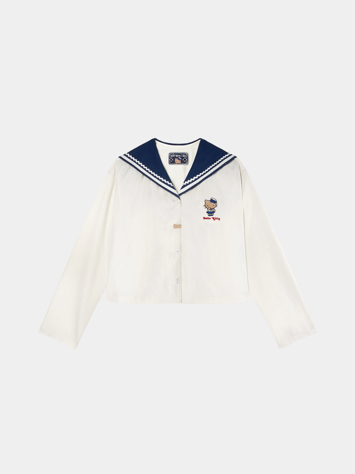 "Hello Kitty" Cotton Sailor Collar Loungewear Set Long Sleeve