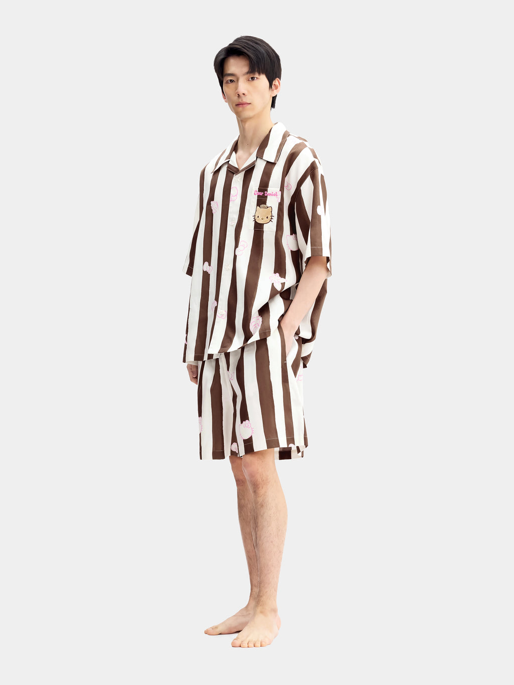 "Dear Daniel" Tencel Cotton Blend Loungewear Set Short Sleeve & Shorts – Coconut Brown