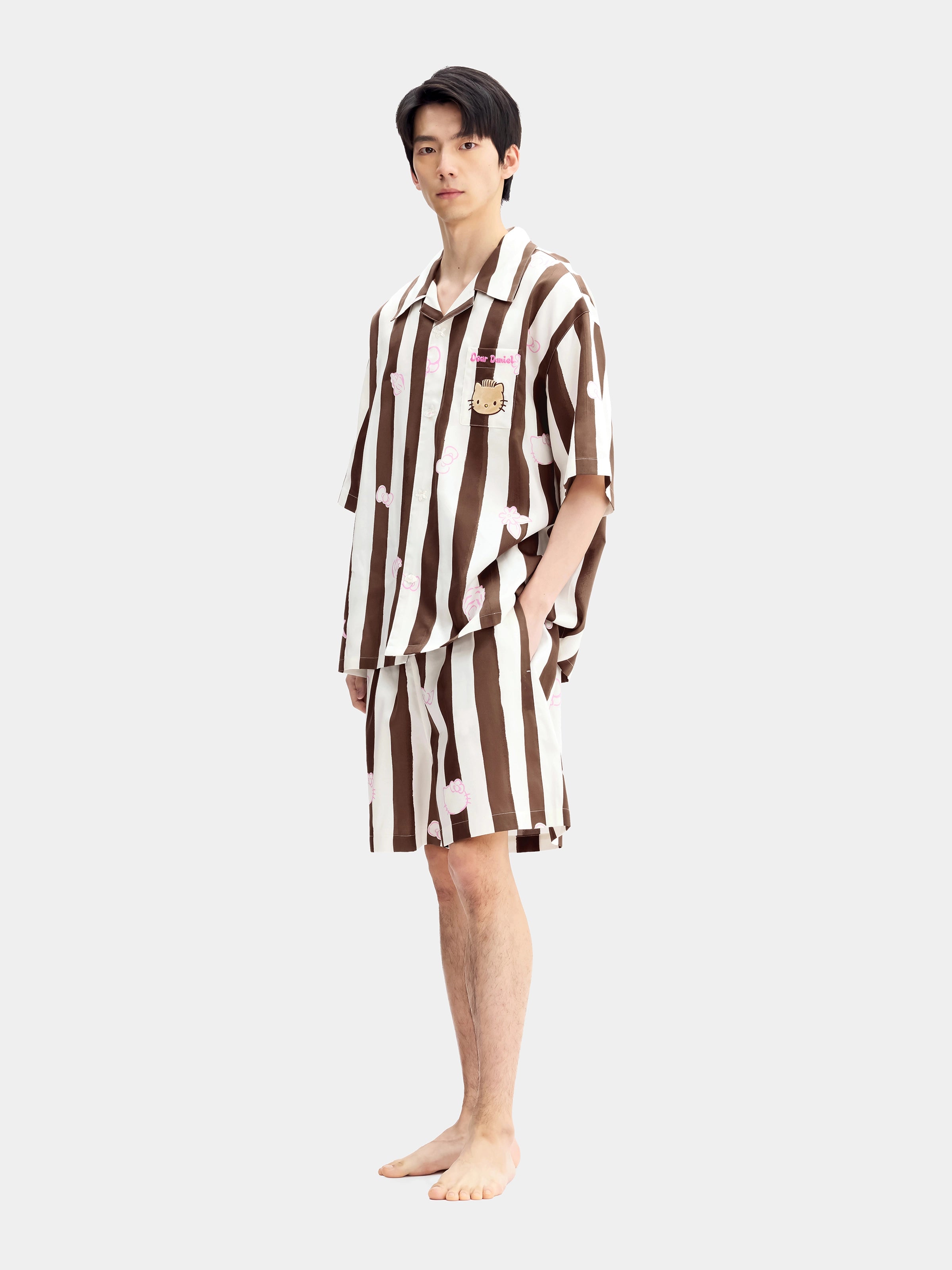 "Dear Daniel" Tencel Cotton Blend Loungewear Set Short Sleeve & Shorts – Coconut Brown