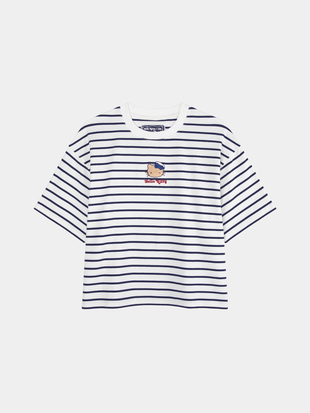 "Hello Kitty" Stretch Cotton Jersey Breton Stripe Loungewear Set Short Sleeve