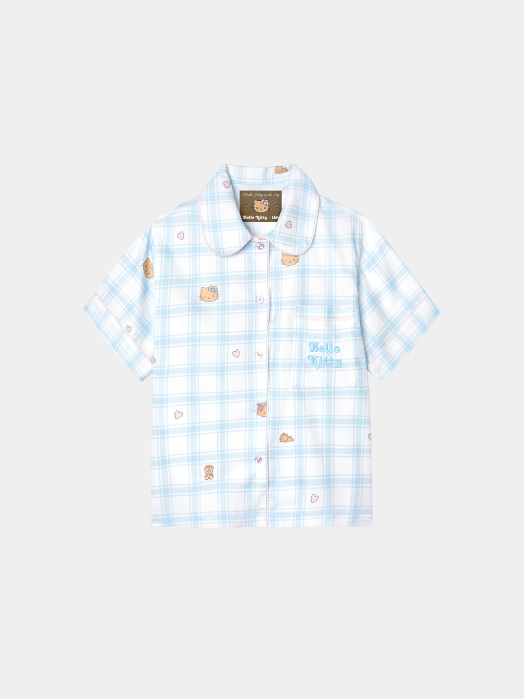 "Hello Kitty" Tencel Cotton Blend Short Sleeve Loungewear Set – Hello Kitty Check