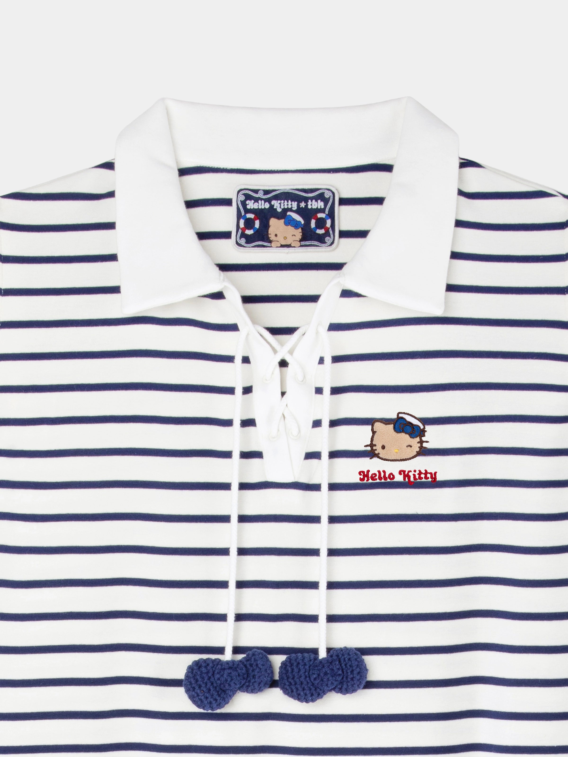 "Hello Kitty" Stretch Cotton Breton Stripe Jersey Tank Dress