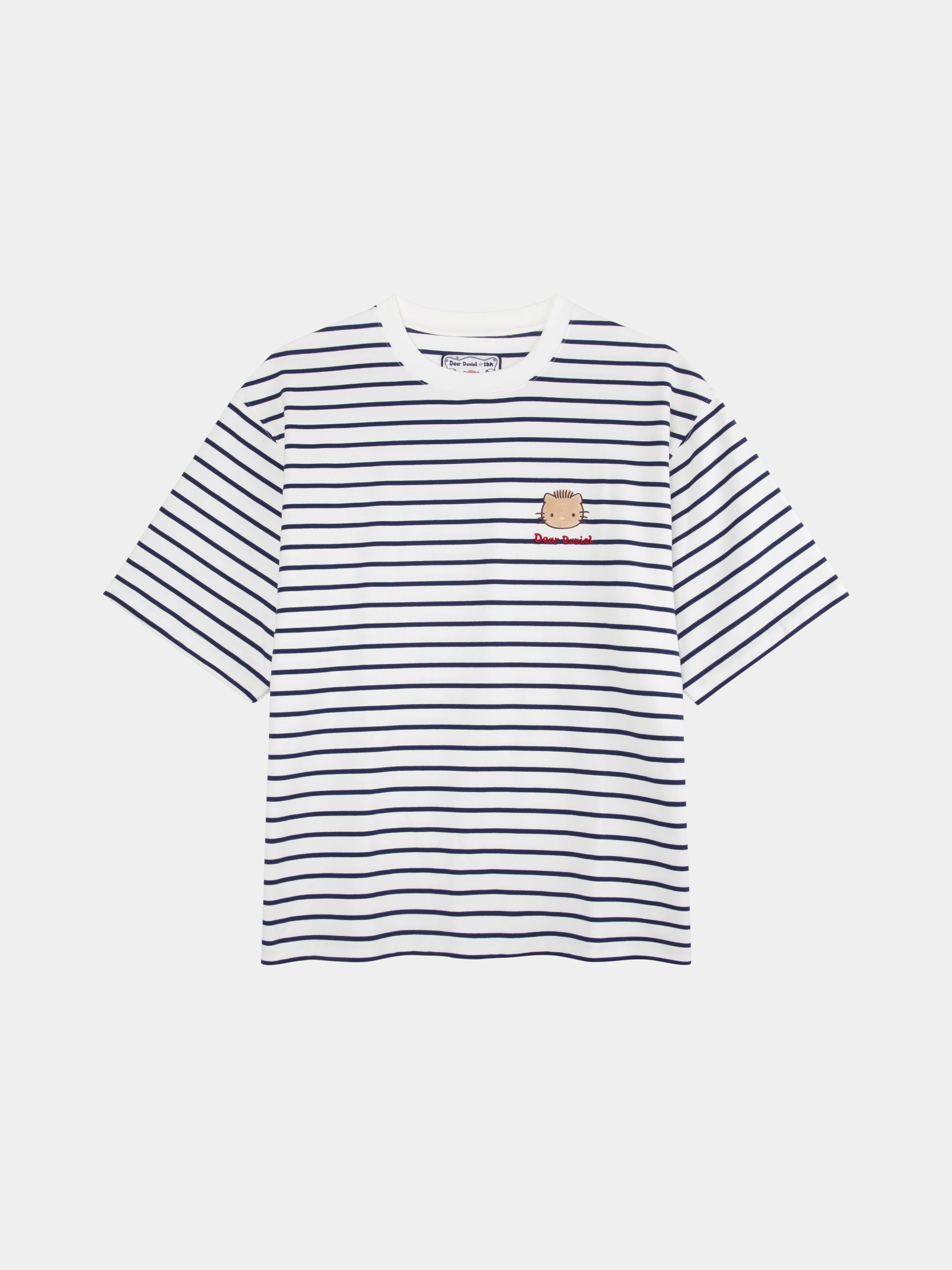 "Dear Daniel" Stretch Cotton Jersey Breton Stripe Loungewear Set Short Sleeve