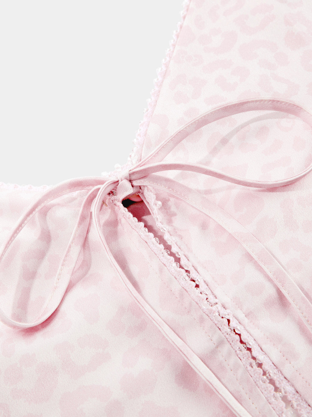 "Hello Kitty" Premium Heavy Mulberry Silk Strap Top & Shorts Pajama Set – Pink Leopard