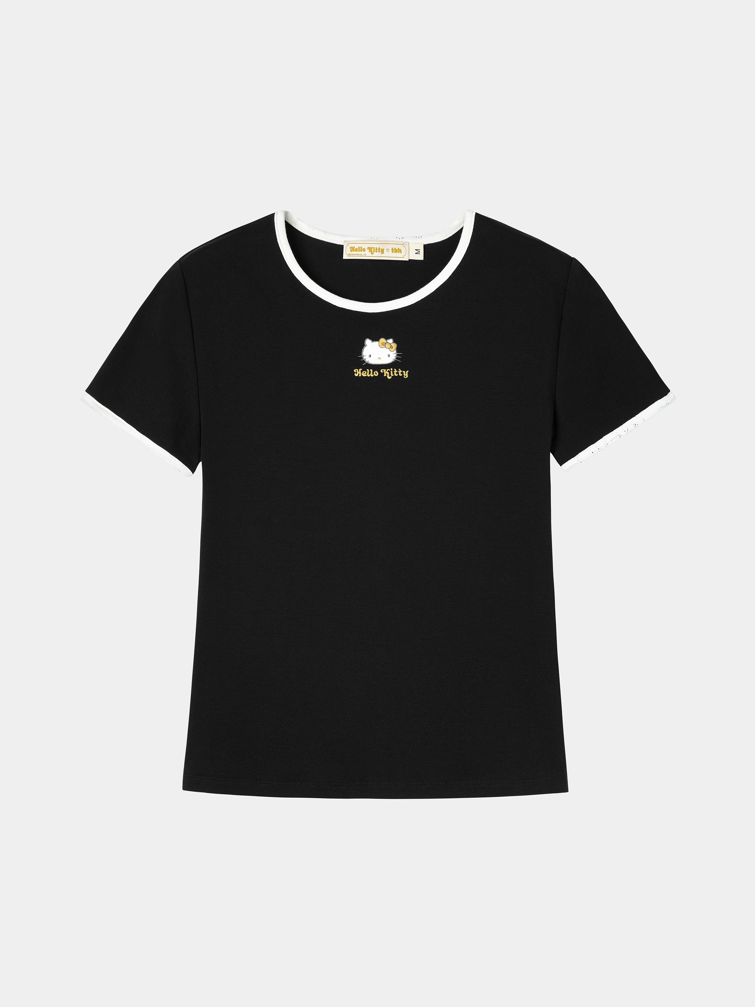 "Hello Kitty" Stretch Cotton Jersey Short Sleeve Loungewear Set – Classic Black