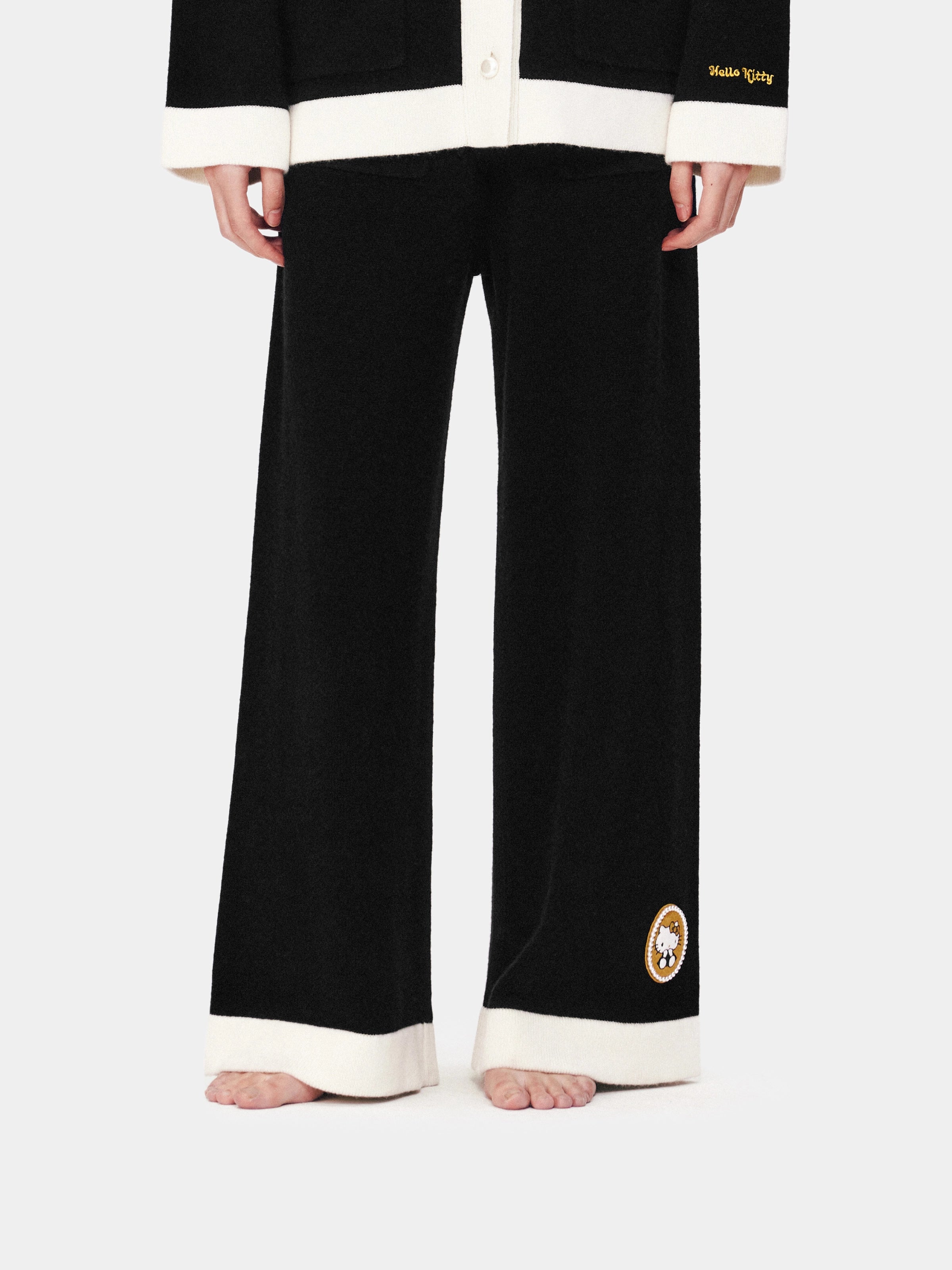 "Hello Kitty" Wool Cashmere Blend Pants Black&White