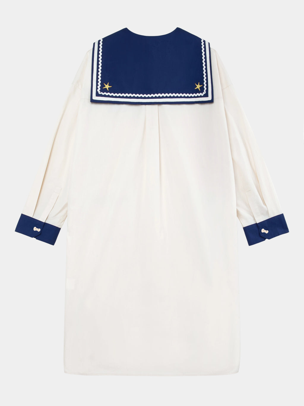 "Hello Kitty" Cotton Sailor Collar Long Sleeve Nightgown