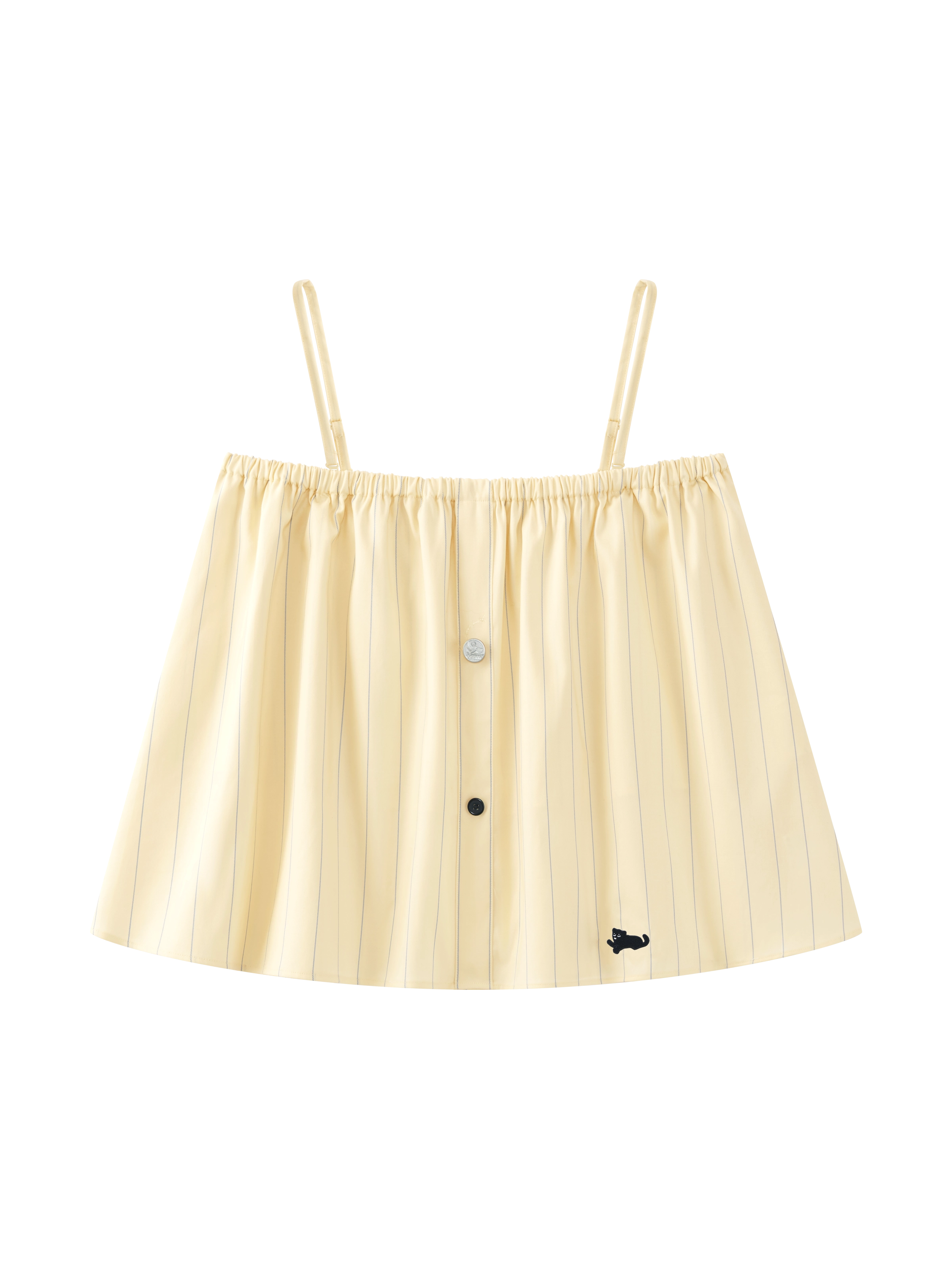 “Urban Jungle” Tencel Cotton Blend Spaghetti Strap Top and Shorts Pajama Set Dandelion Yellow