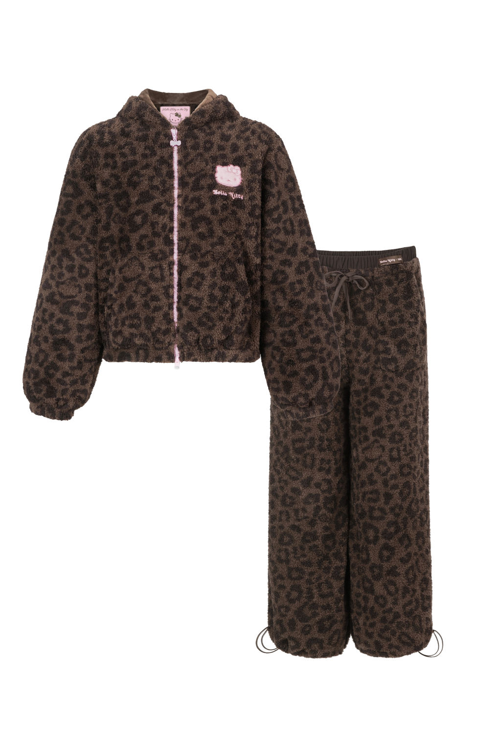 "Hello Kitty" Polar Fleece Hoodie Loungewear Set – Choco