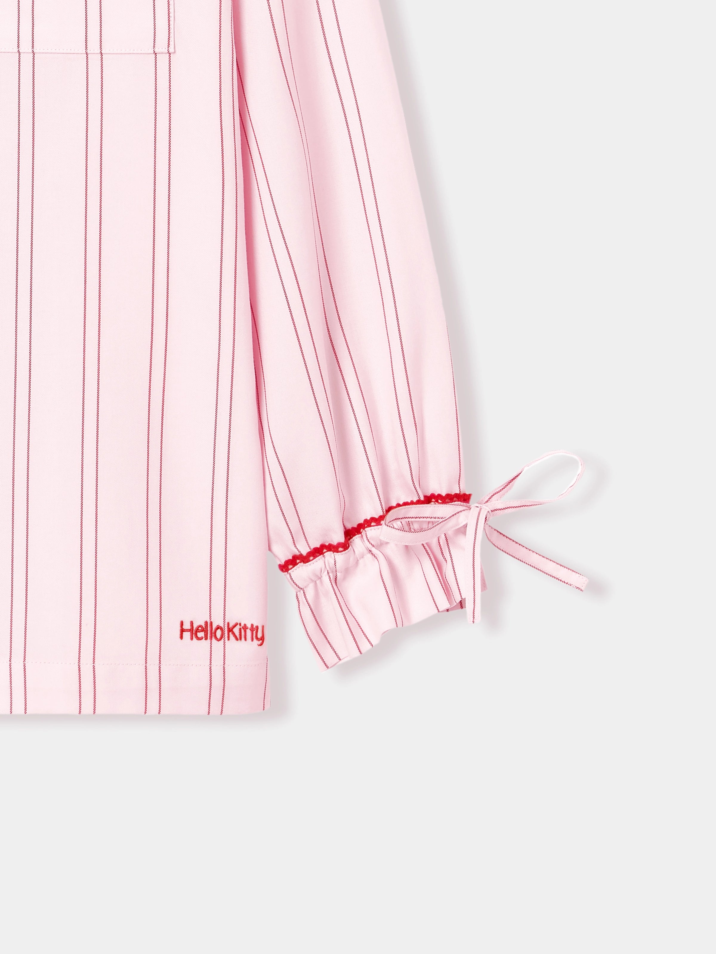 "Hello Kitty" Tencel Cotton Blend Loungewear Set – Pink Stripes