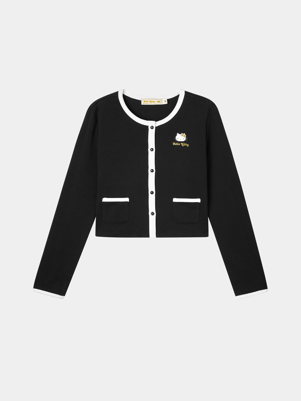 "Hello Kitty" Stretch Cotton Jersey Cardigan Loungewear Set – Classic Black
