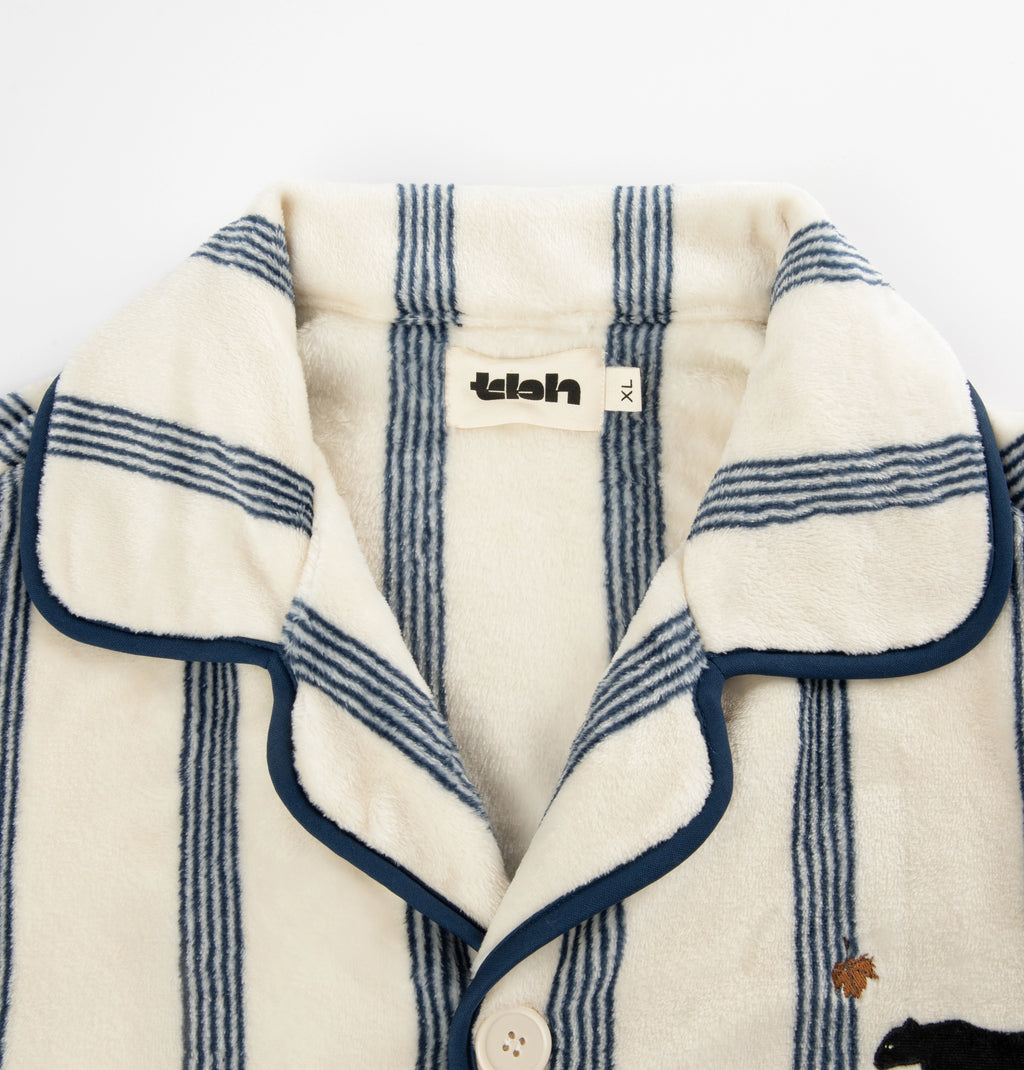 “Urban Jungle” Flannel Loungewear Set Beige Stripes