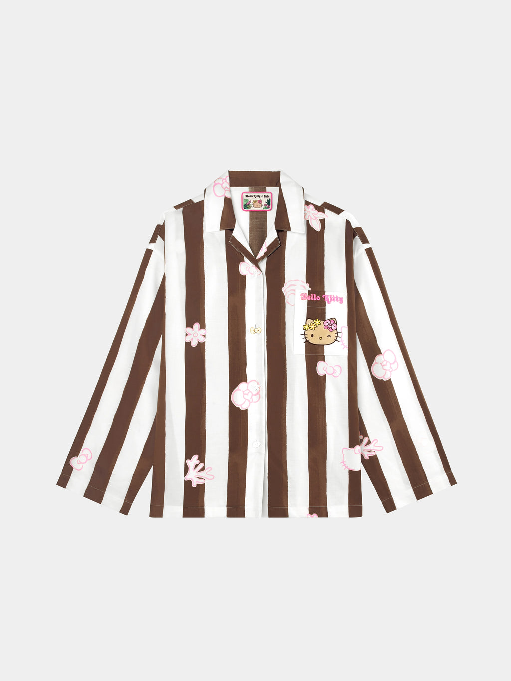 "Hello Kitty" Tencel Cotton Blend Loungewear Set Long Sleeve – Coconut Brown