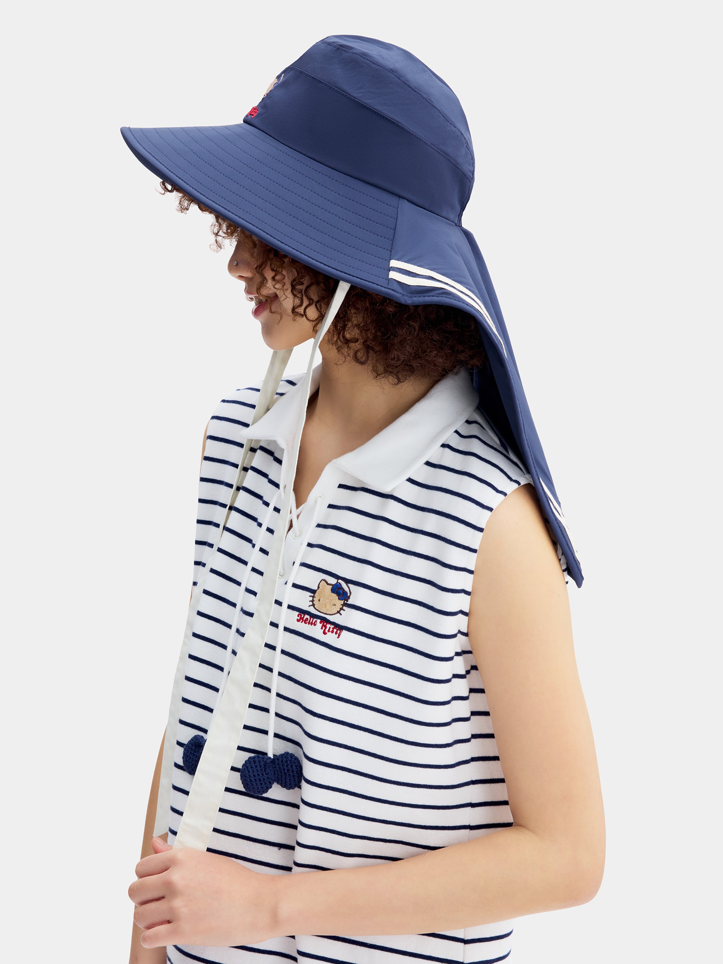 "Hello Kitty" Nautical Sun Hat – Navy Blue