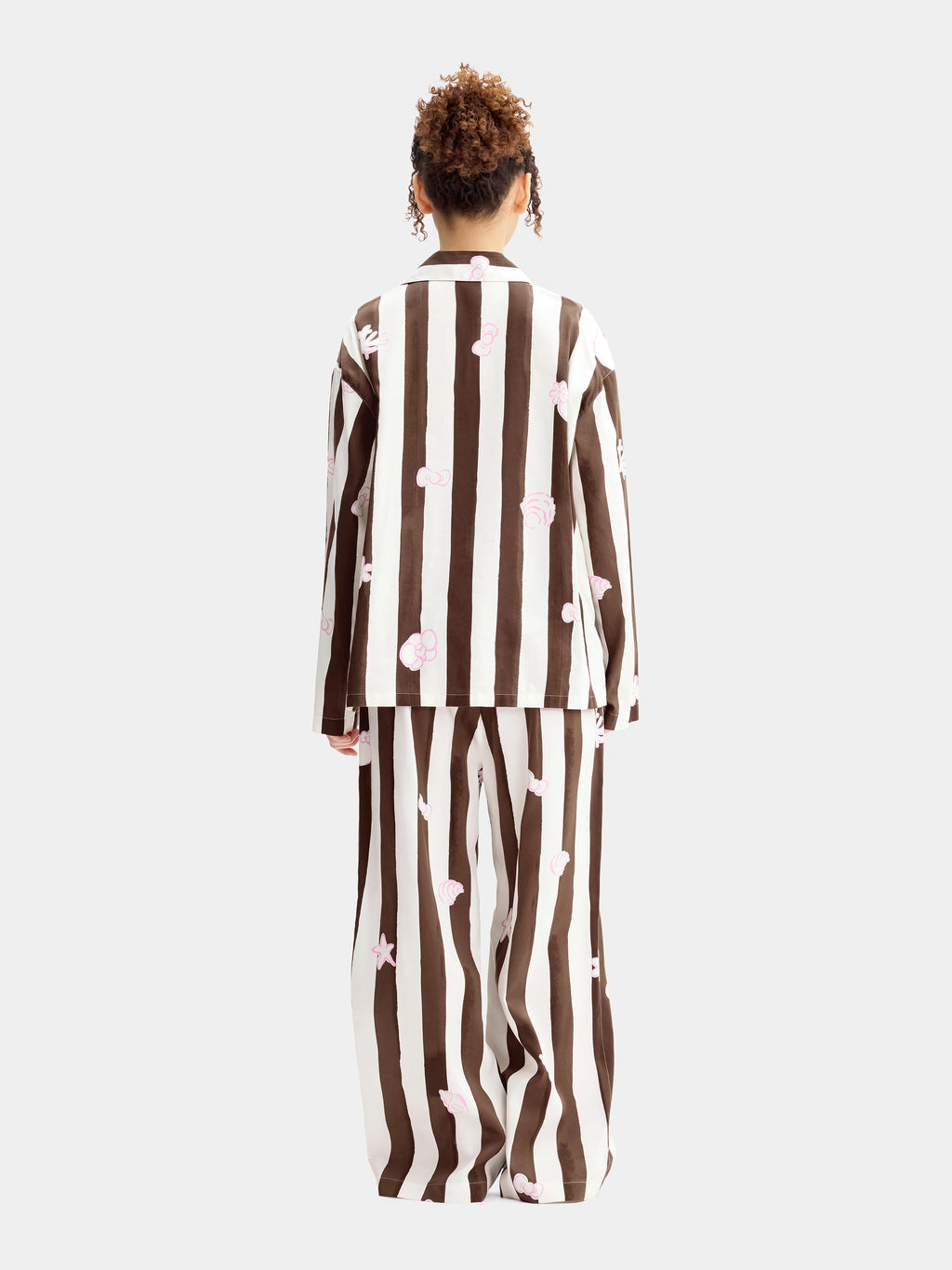 "Hello Kitty" Tencel Cotton Blend Loungewear Set Long Sleeve – Coconut Brown