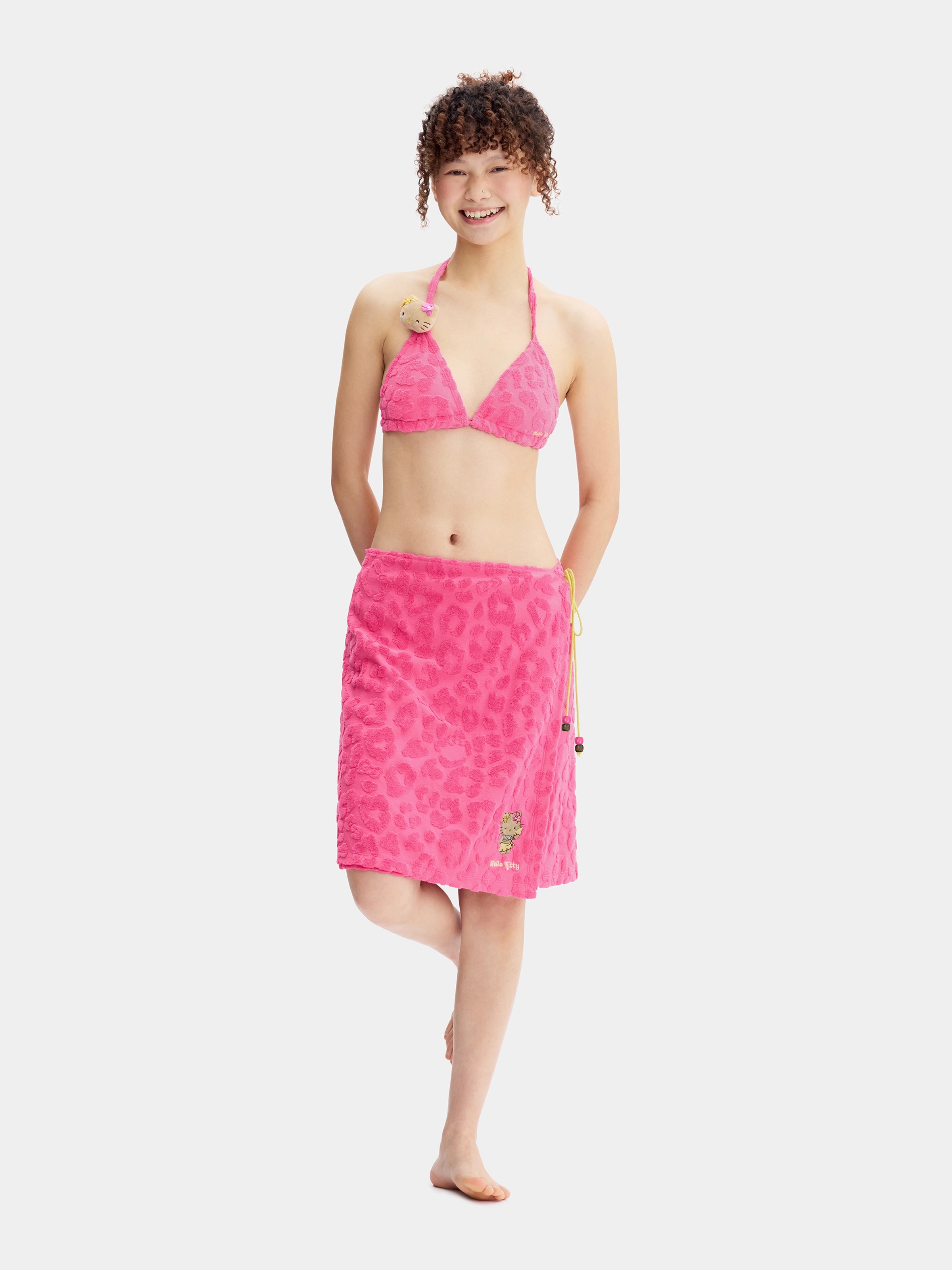 "Hello Kitty" Terry Wrap Skirt – Hot Pink Leopard