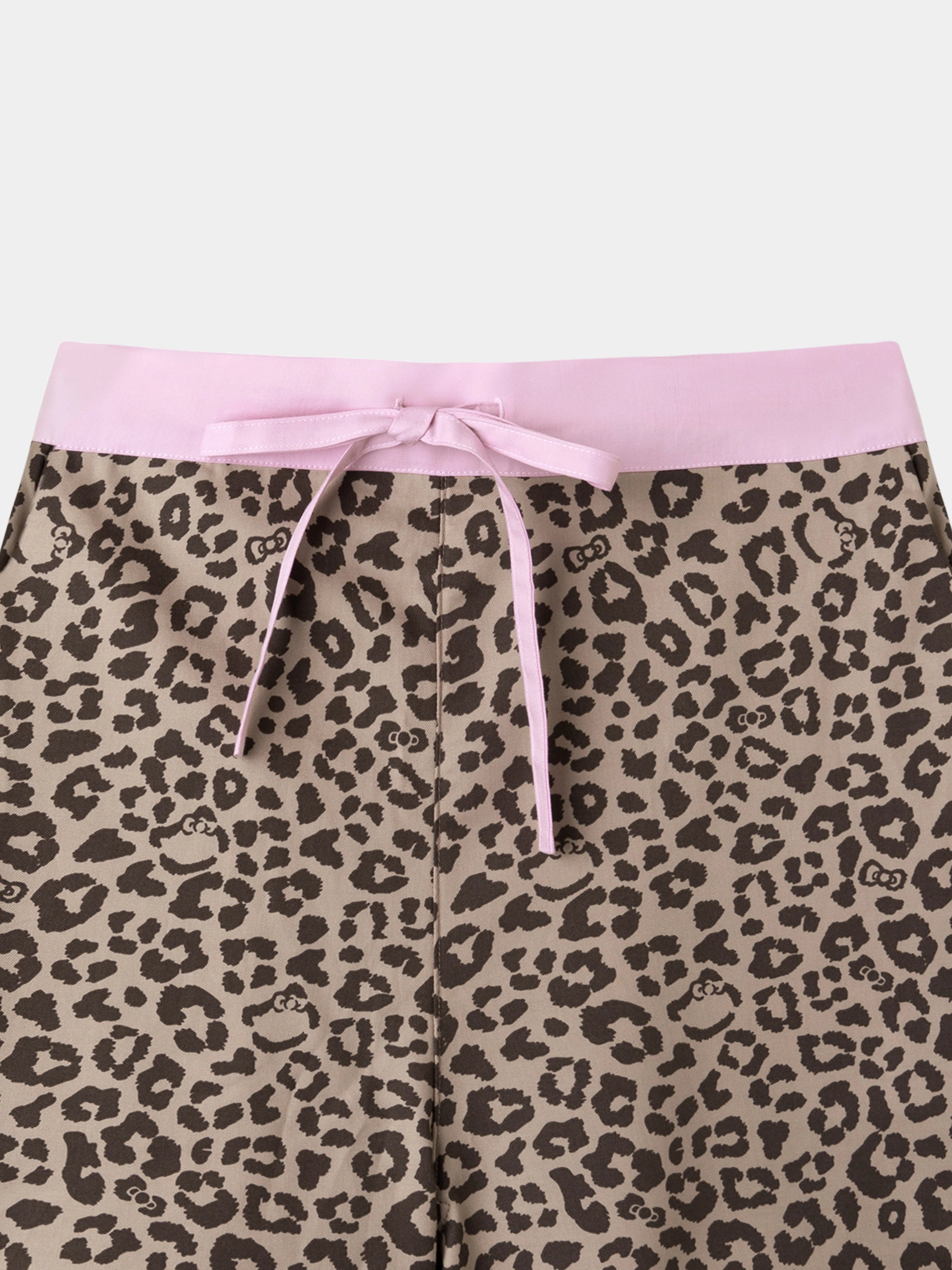"Hello Kitty" Tencel Cotton Blend Short Sleeve Loungewear Set – Leopard
