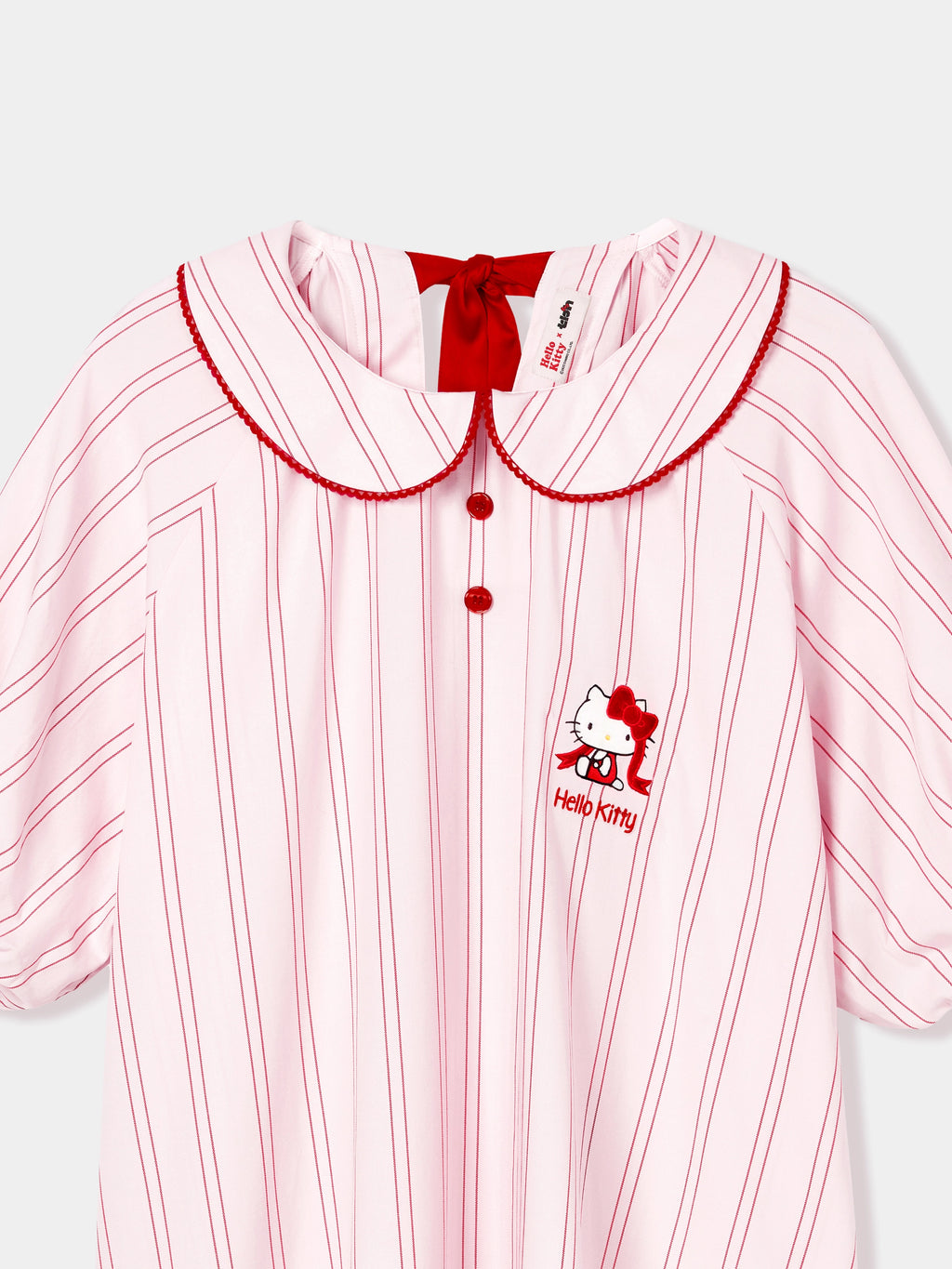 "Hello Kitty" Tencel Cotton Blend Short Nightgown Pink Stripes