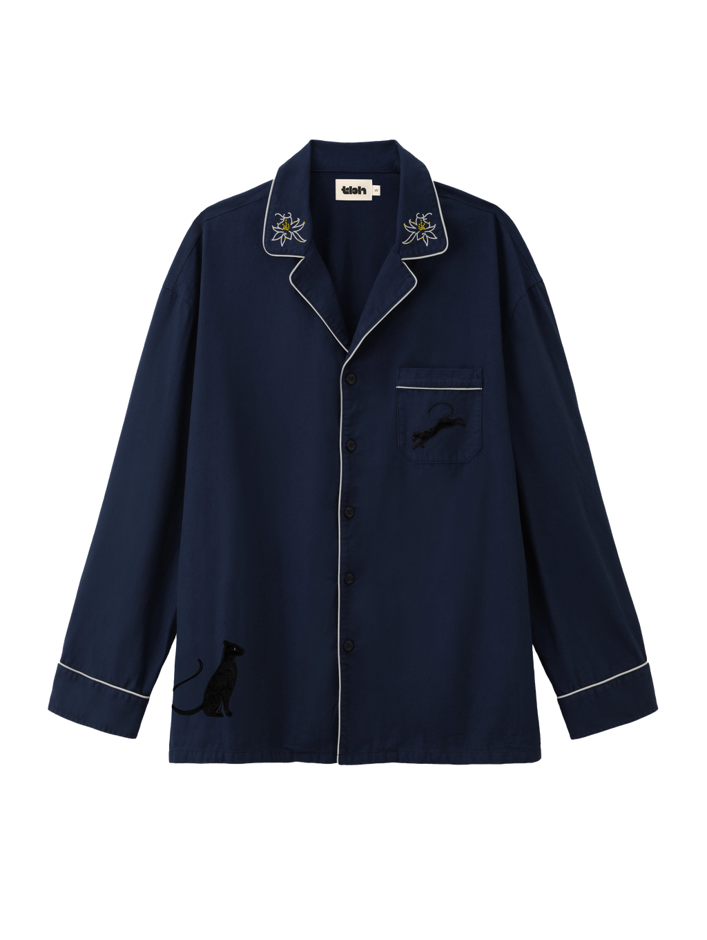 “Urban Jungle” Thickened Cotton Flannel Loungewear Set Night Blue