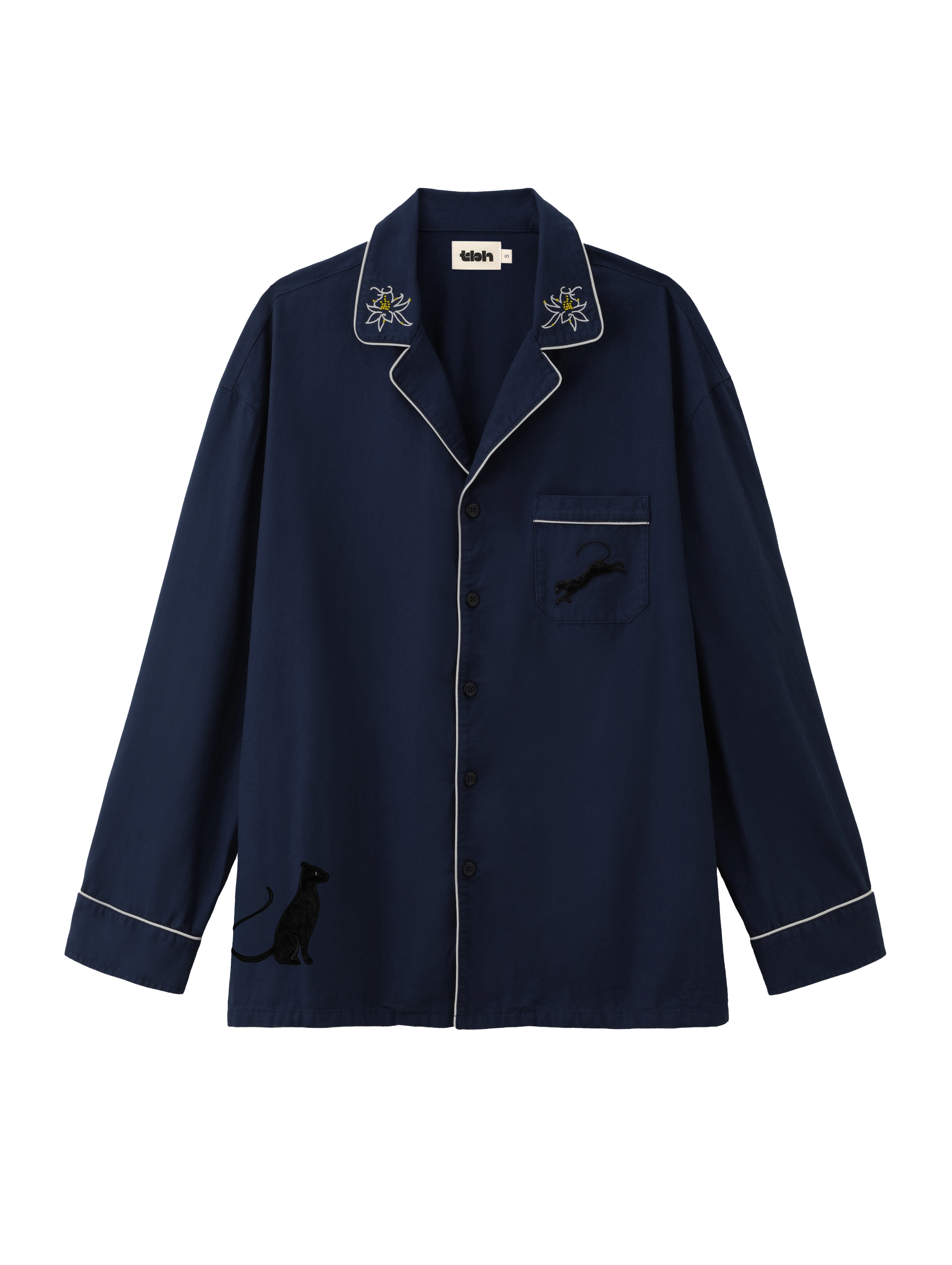 “Urban Jungle” Thickened Cotton Flannel Loungewear Set Night Blue