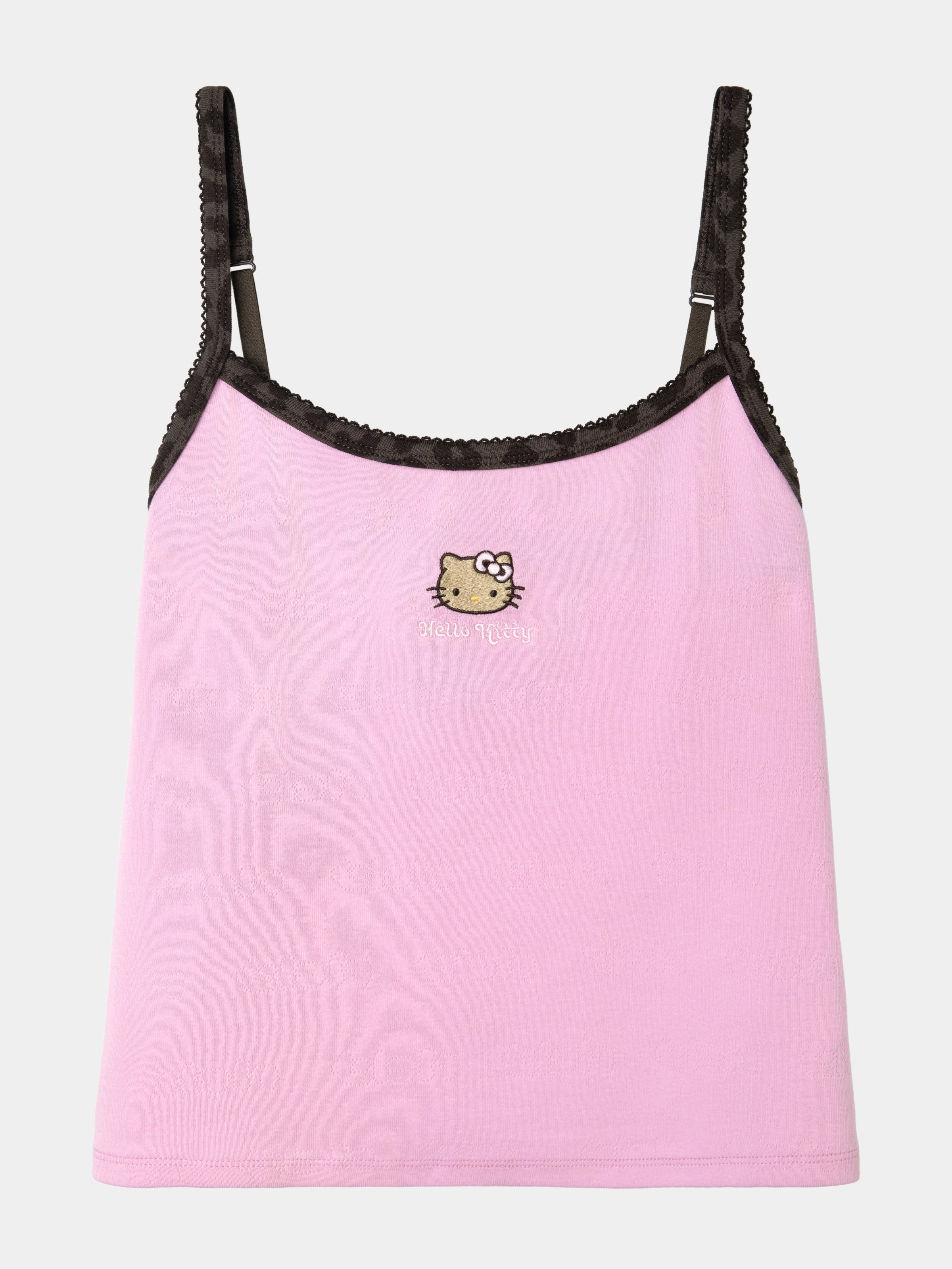 "Hello Kitty" Jersey Rib Jacquard Spaghetti Strap Top & Shorts Pajama Set – Raspberry