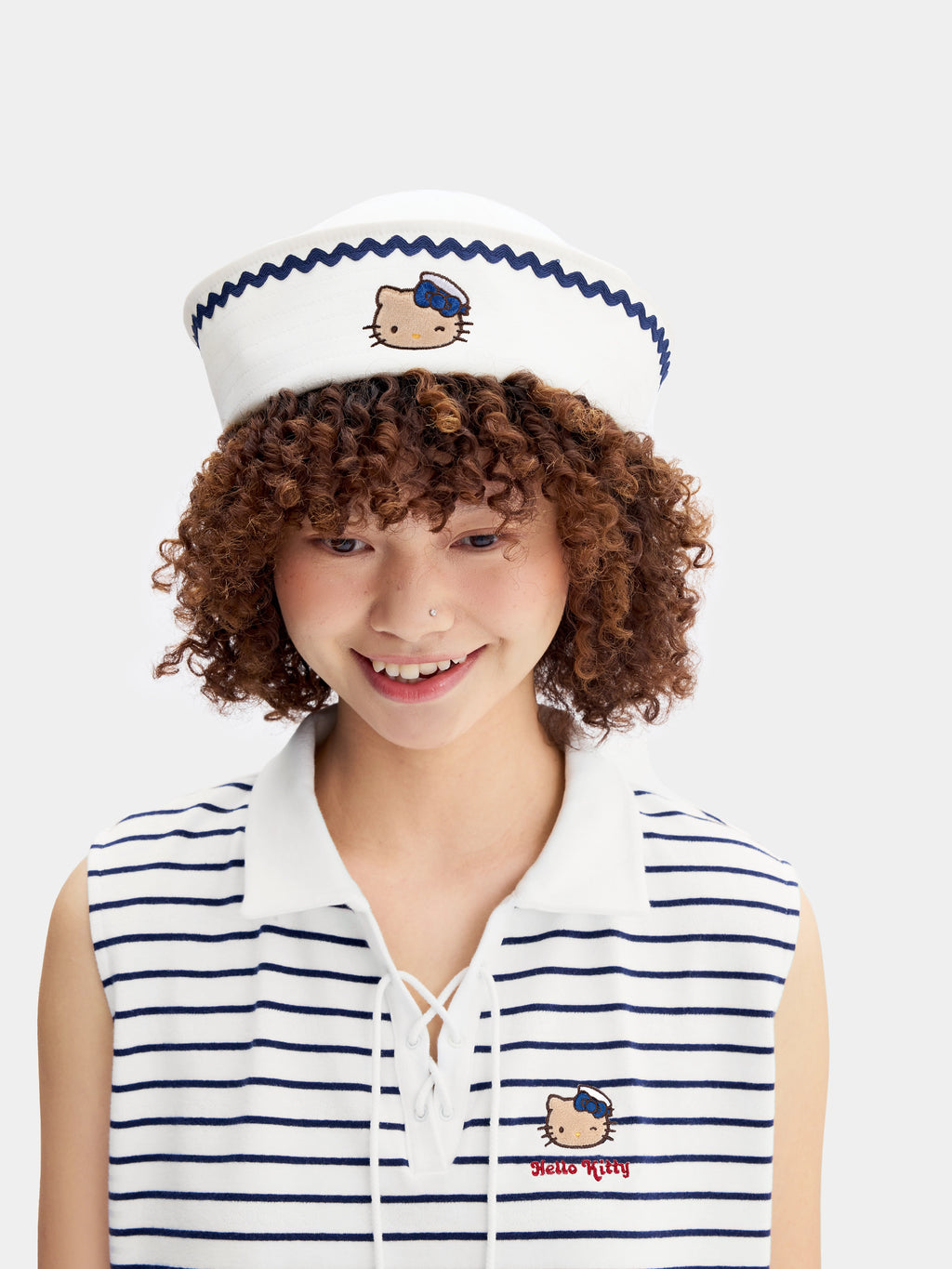 "Hello Kitty" Convertible Sailor Hat – Seashell White