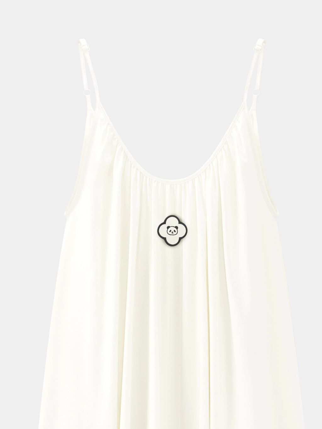 "Panda PomPom" Tencel Cotton Blend Slip Nightgown – Cream White