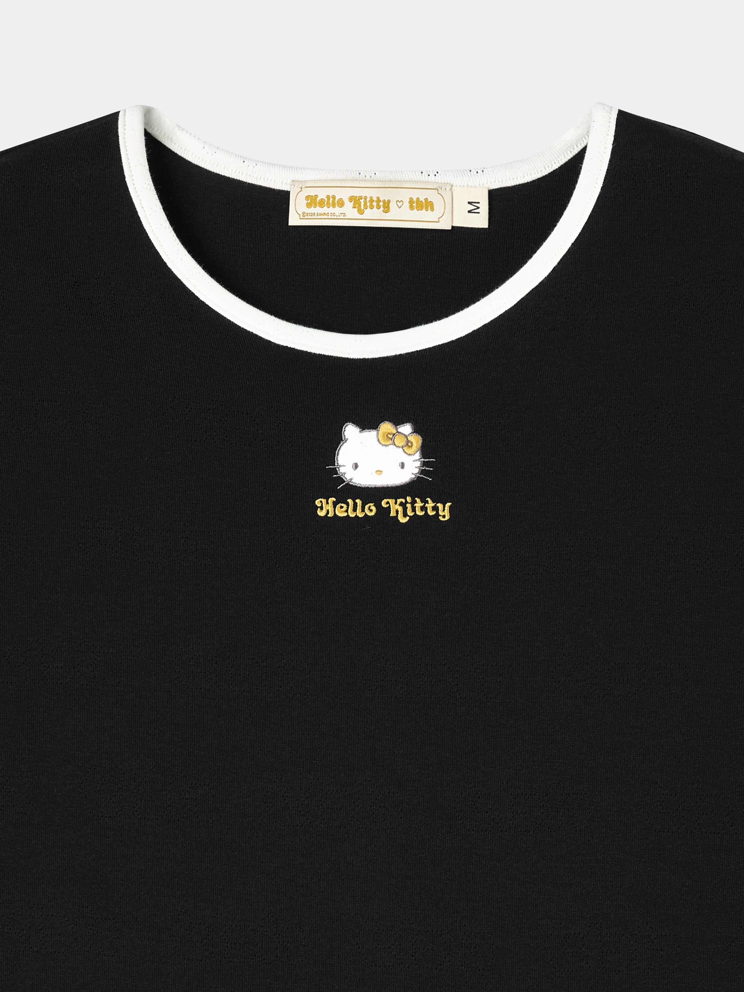 "Hello Kitty" Stretch Cotton Jersey Short Sleeve Loungewear Set – Classic Black