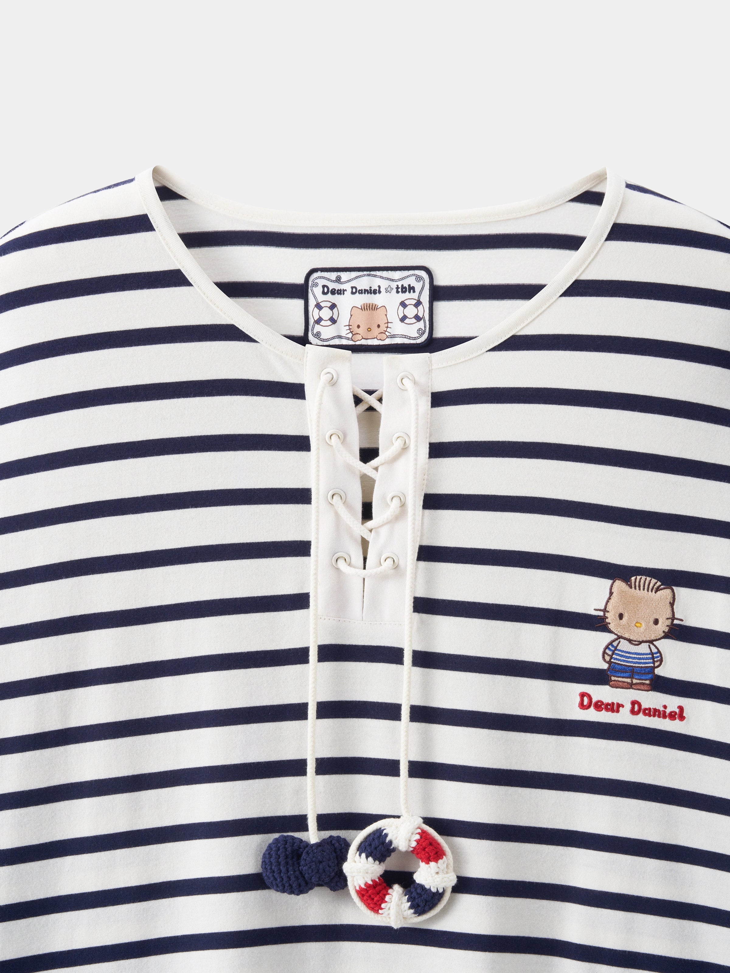 "Dear Daniel" Jersey Breton Stripe Loungewear Set Long Sleeve – Blue & White