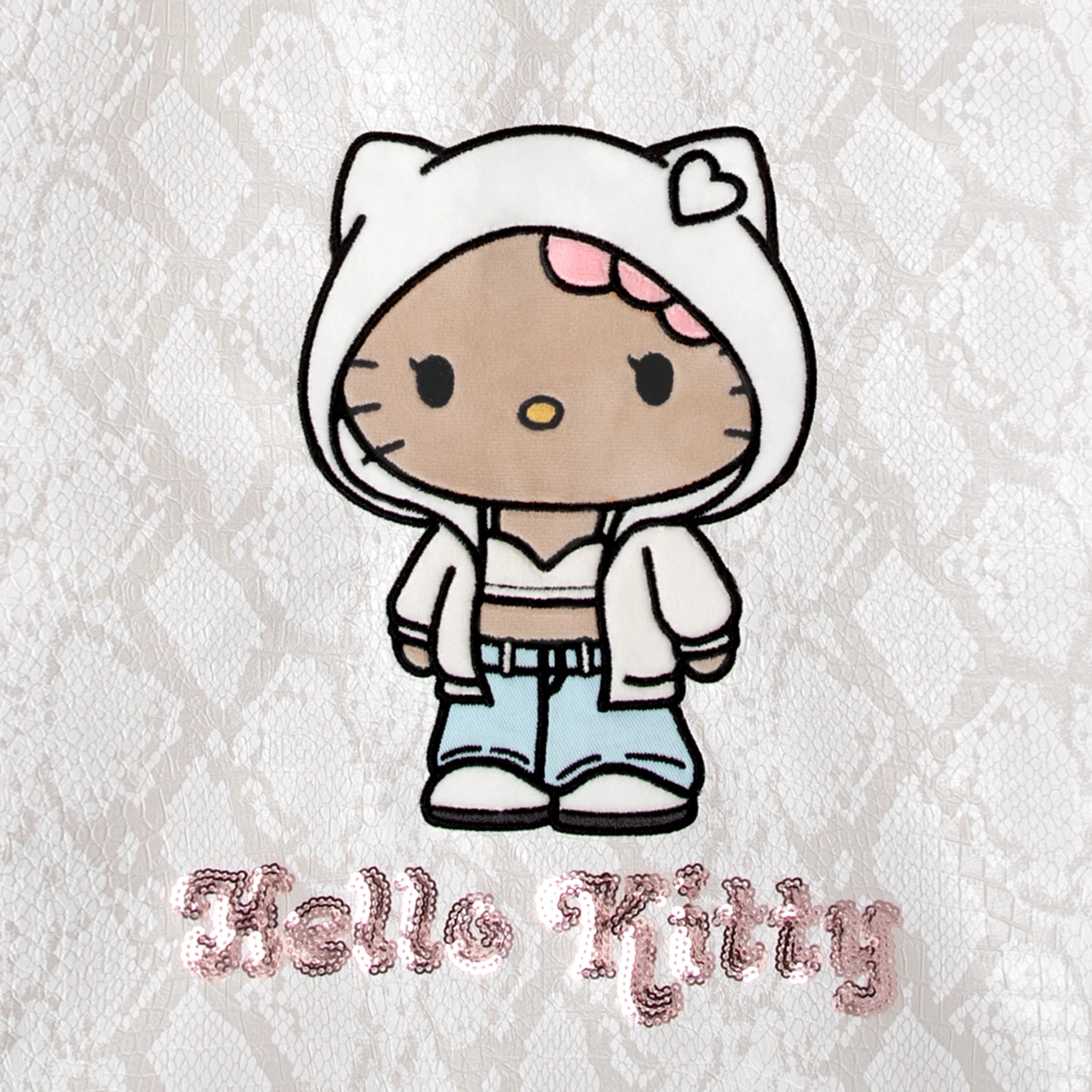 "Hello Kitty" Tote Bag White Snake Print