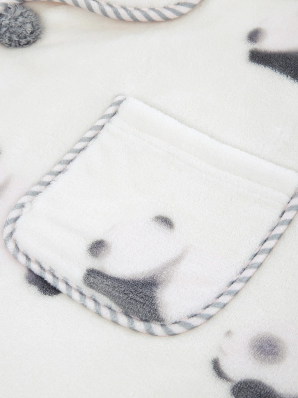 "Panda PomPom" Flannel Loungewear Set – Cream White