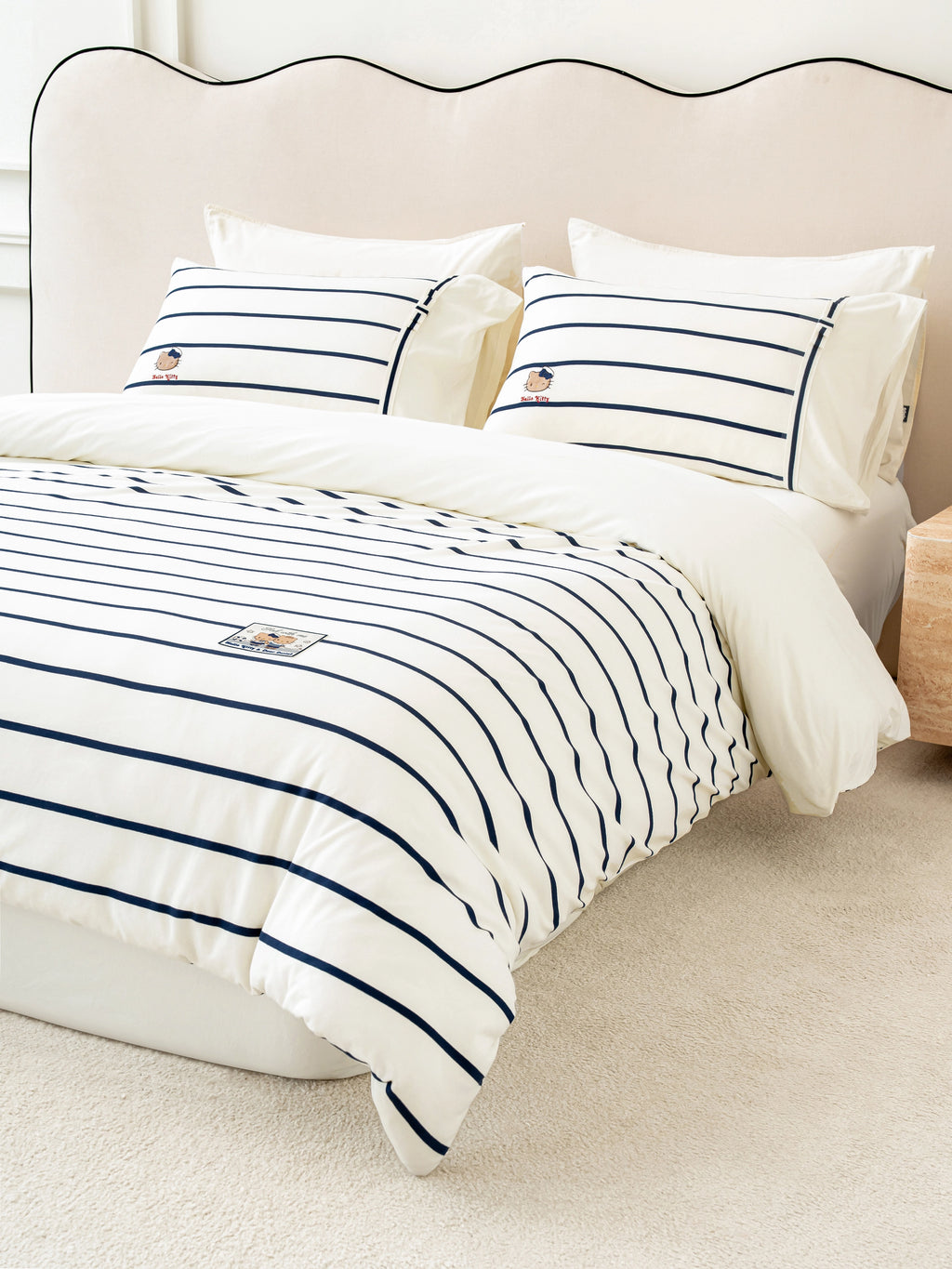 "Hello Kitty" Cotton Jersey Bedding Set – Breton Stripe