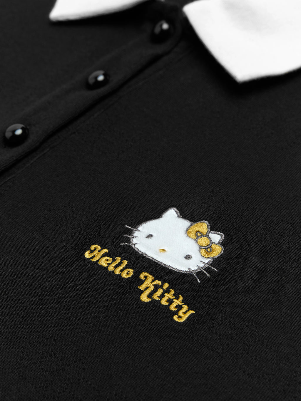 "Hello Kitty" Stretch Cotton Jersey  Polo Dress-Classic Black