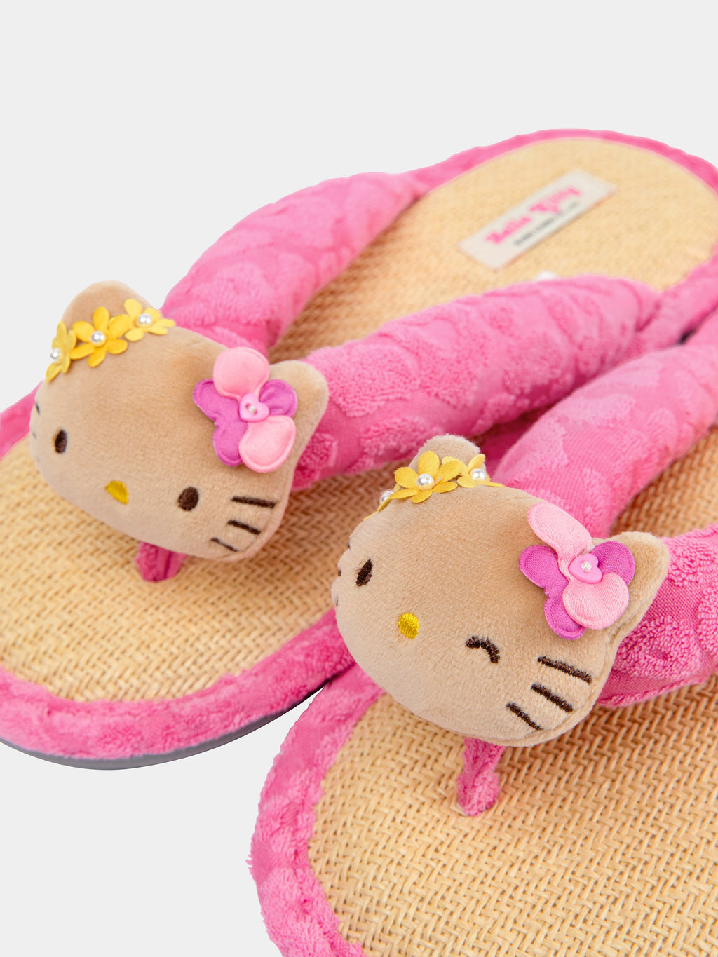 "Hello Kitty" Terry Flip-Flops – Hot Pink Leopard