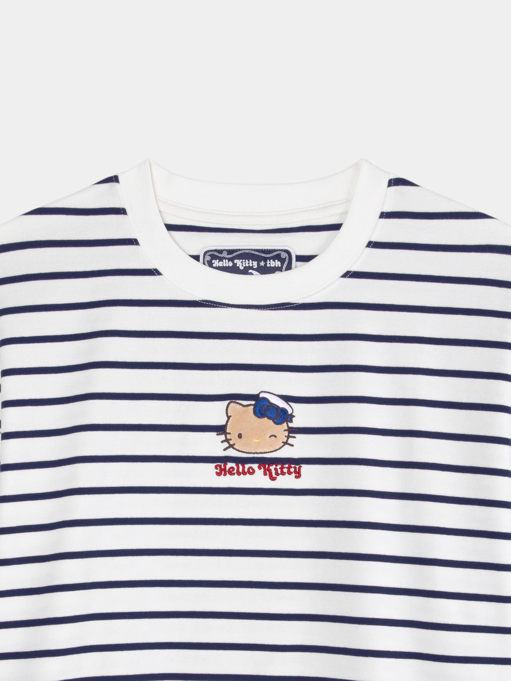 "Hello Kitty" Stretch Cotton Jersey Breton Stripe Loungewear Set Short Sleeve