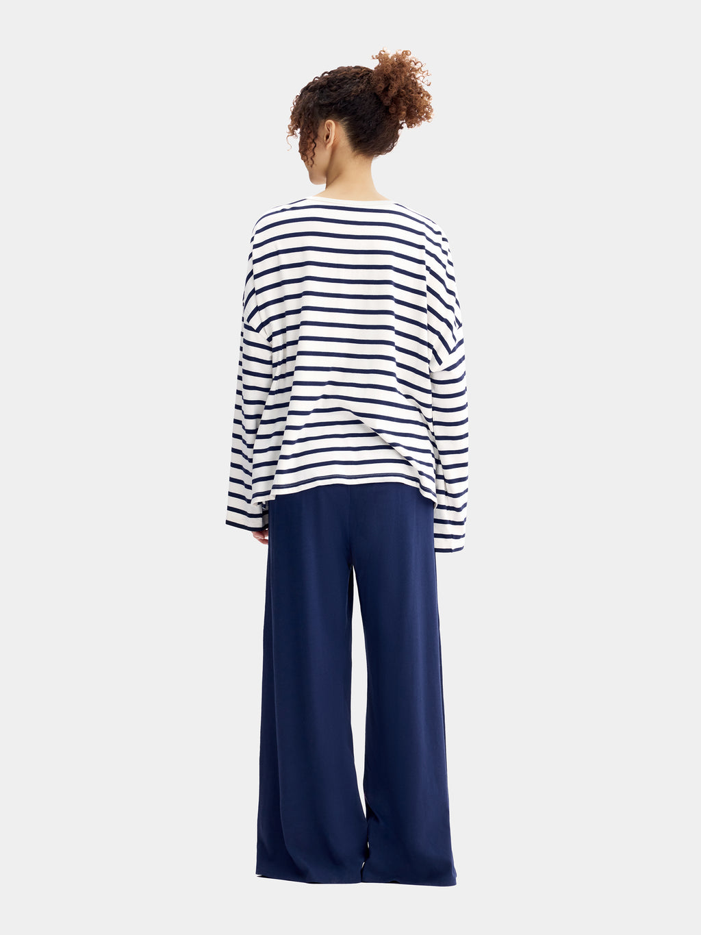 "Hello Kitty" Jersey Breton Stripe Loungewear Set Long Sleeve – Blue & White