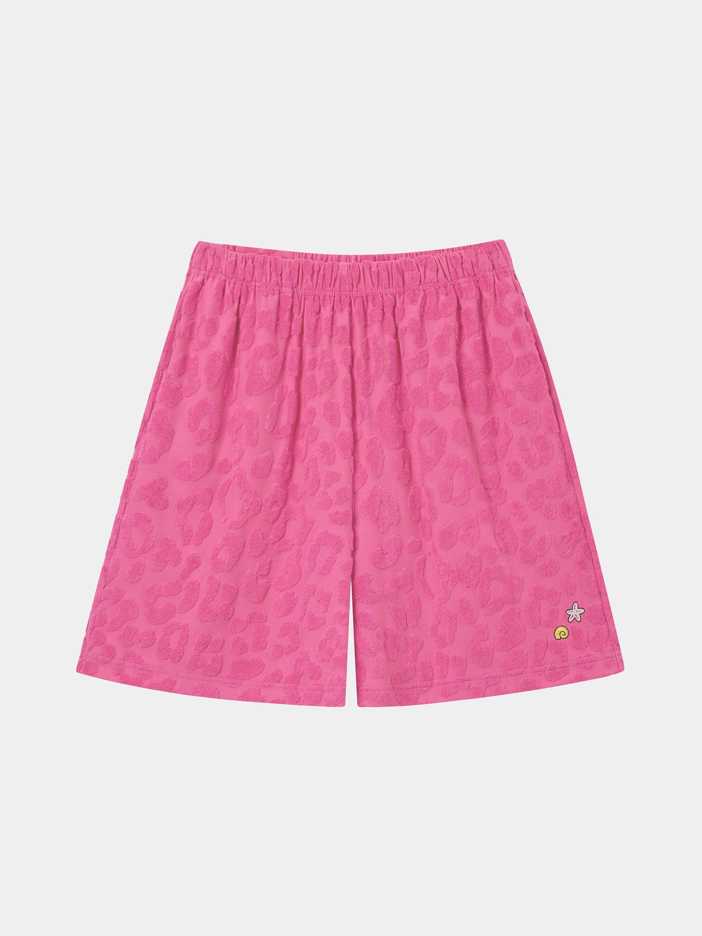 "Hello Kitty" Terry Loungewear Set Short Sleeve & Shorts – Hot Pink Leopard