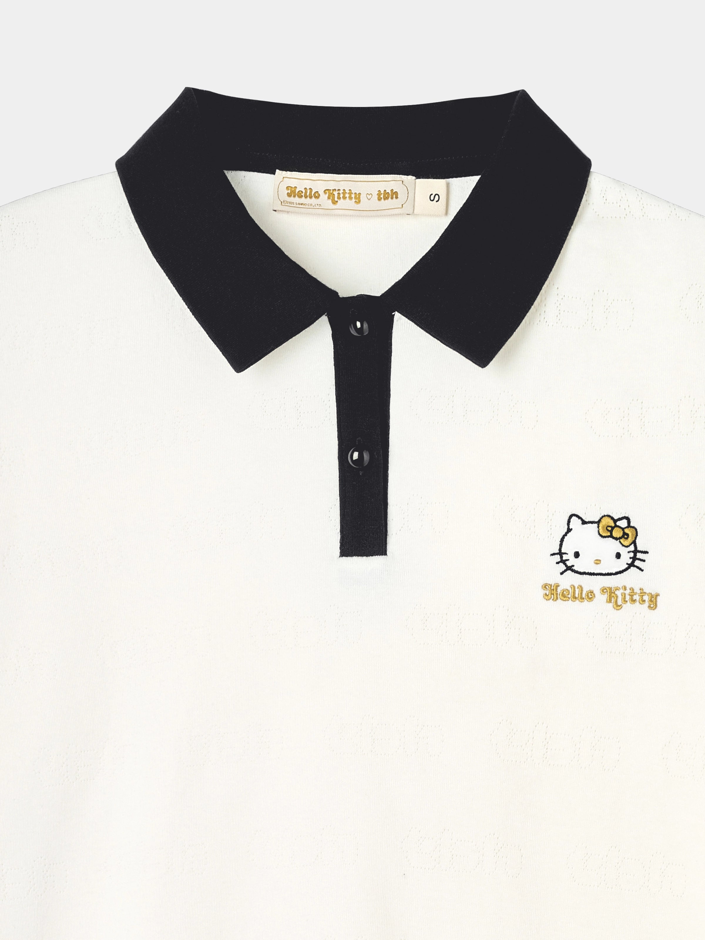 "Hello Kitty" Stretch Cotton Jersey Polo Skort Set – Pearl White
