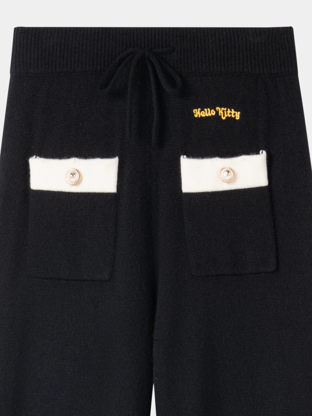 "Hello Kitty" Wool Cashmere Blend Pants – Black & White