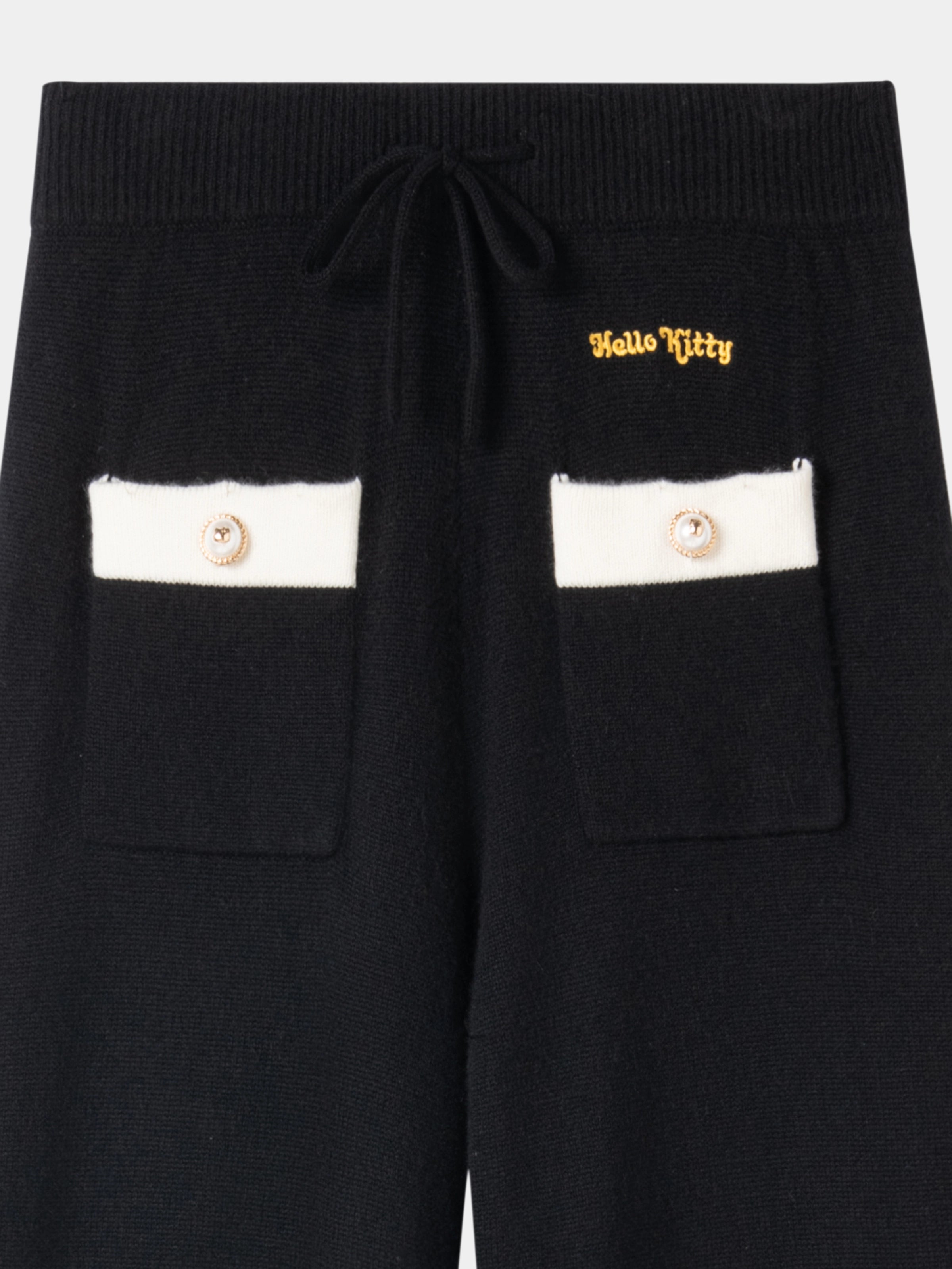 "Hello Kitty" Wool Cashmere Blend Pants – Black & White