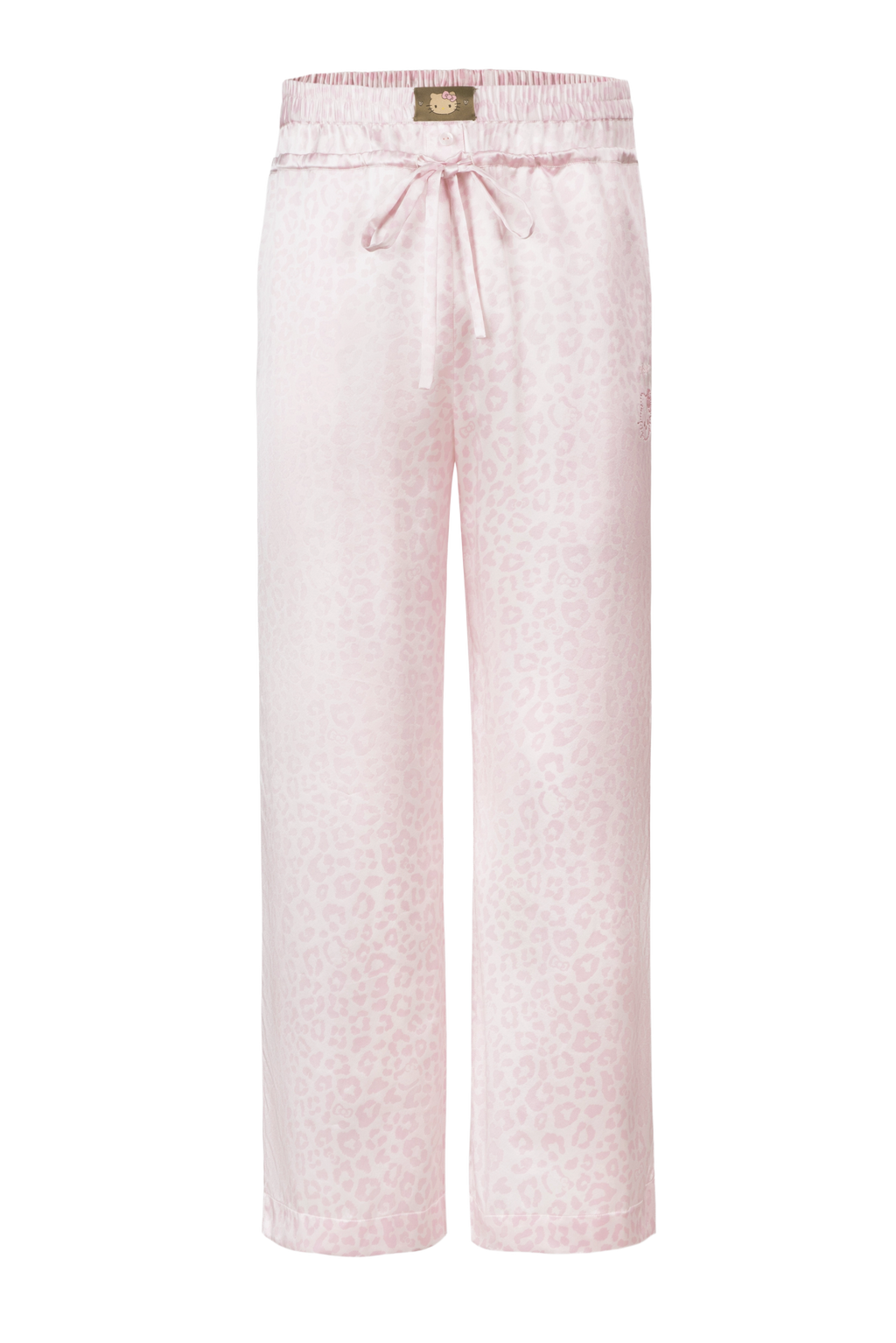 "Hello Kitty" Premium Heavy Mulberry Silk Loungewear Set – Pink Leopard