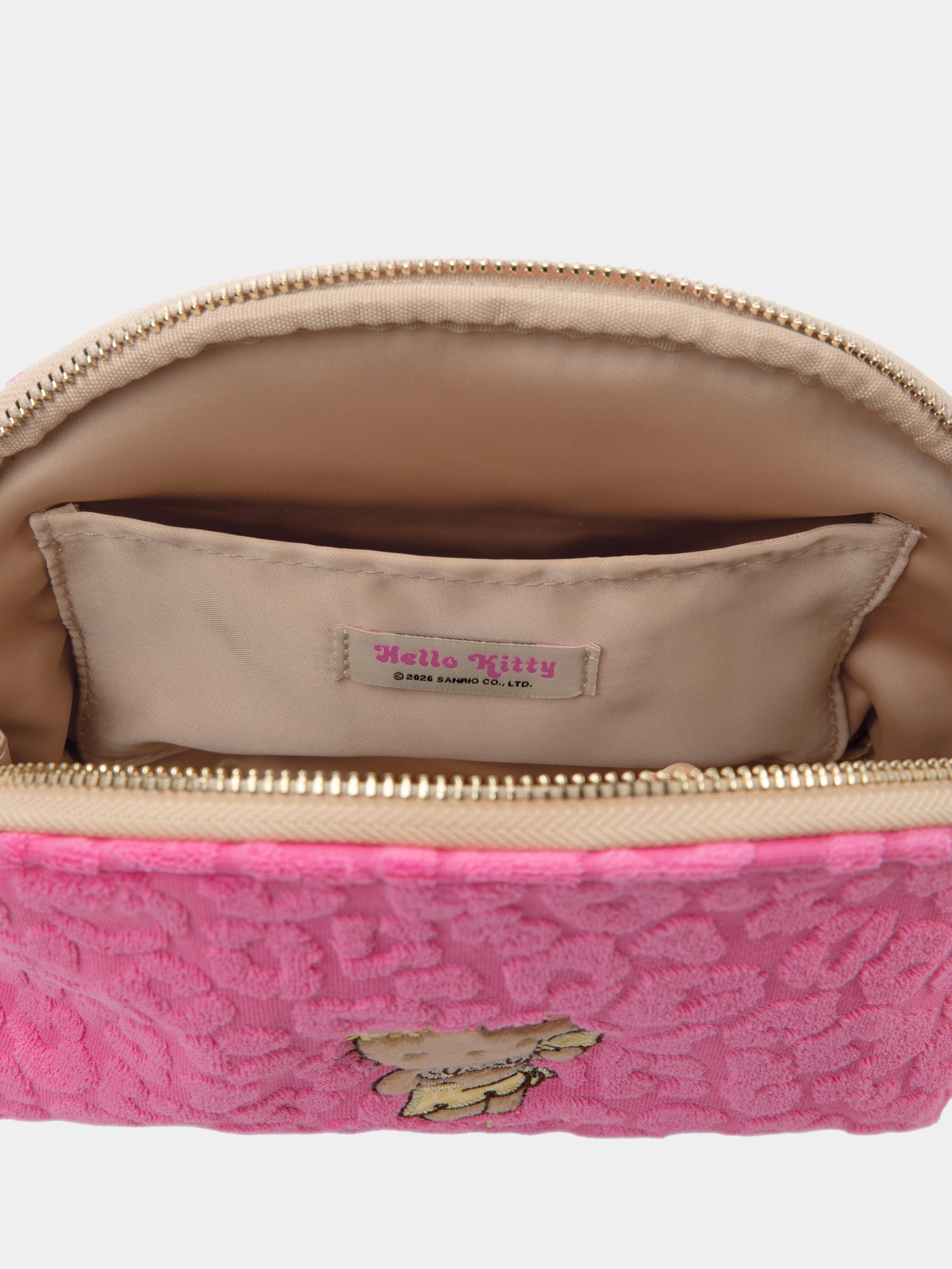 "Hello Kitty" Terry Shell-Shaped Cosmetic Bag – Hot Pink Leopard – Medium