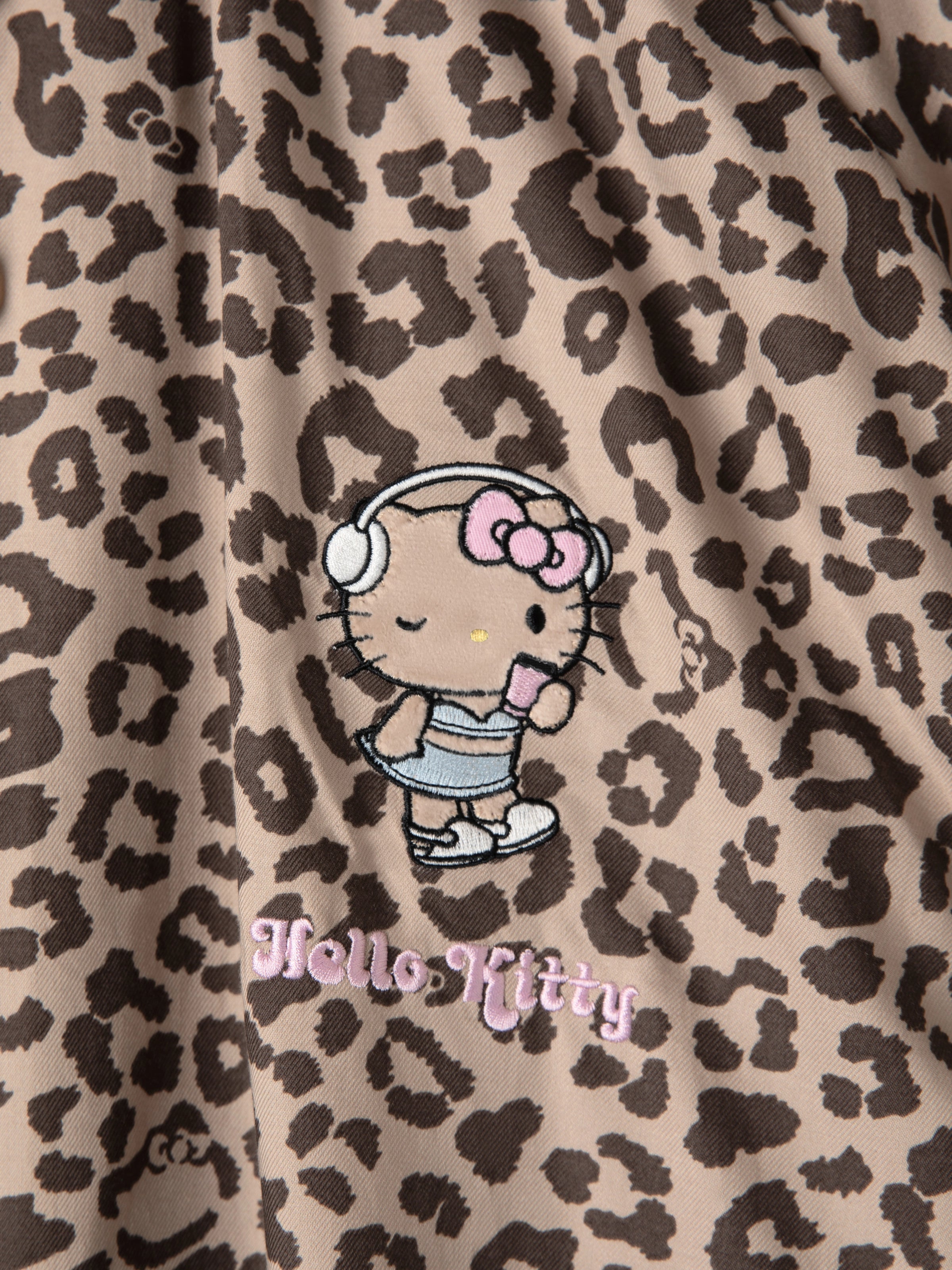 "Hello Kitty" Tencel Cotton Blend Short Sleeve Skirt – Leopard