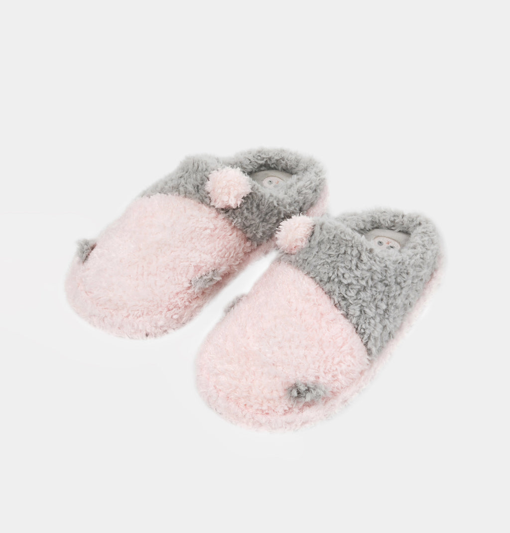 "Panda PomPom" Fluffy Slippers – Pink