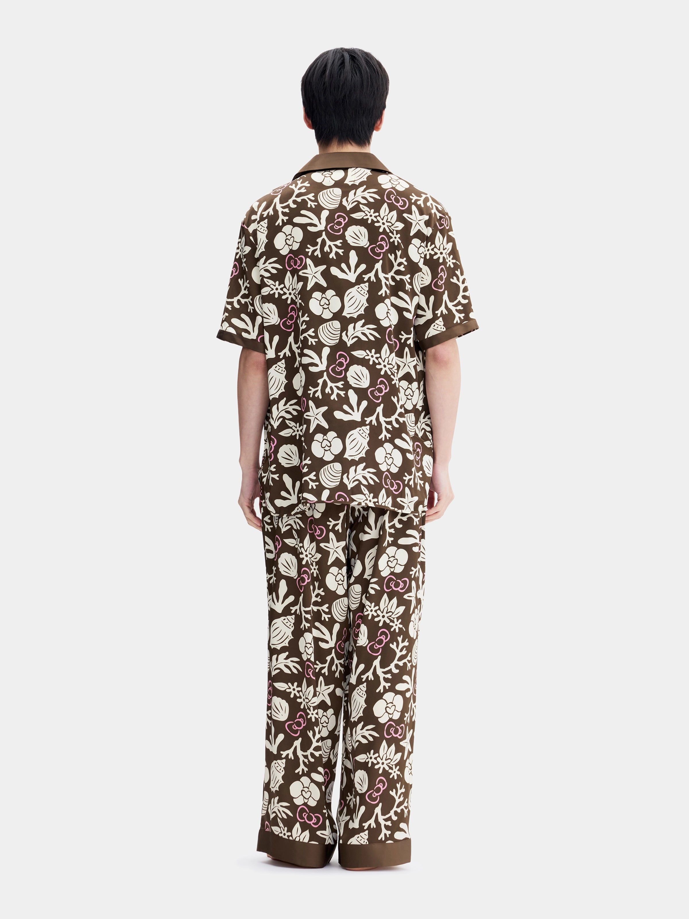 "Dear Daniel" Satin Loungewear Set Short Sleeve – Coconut Brown